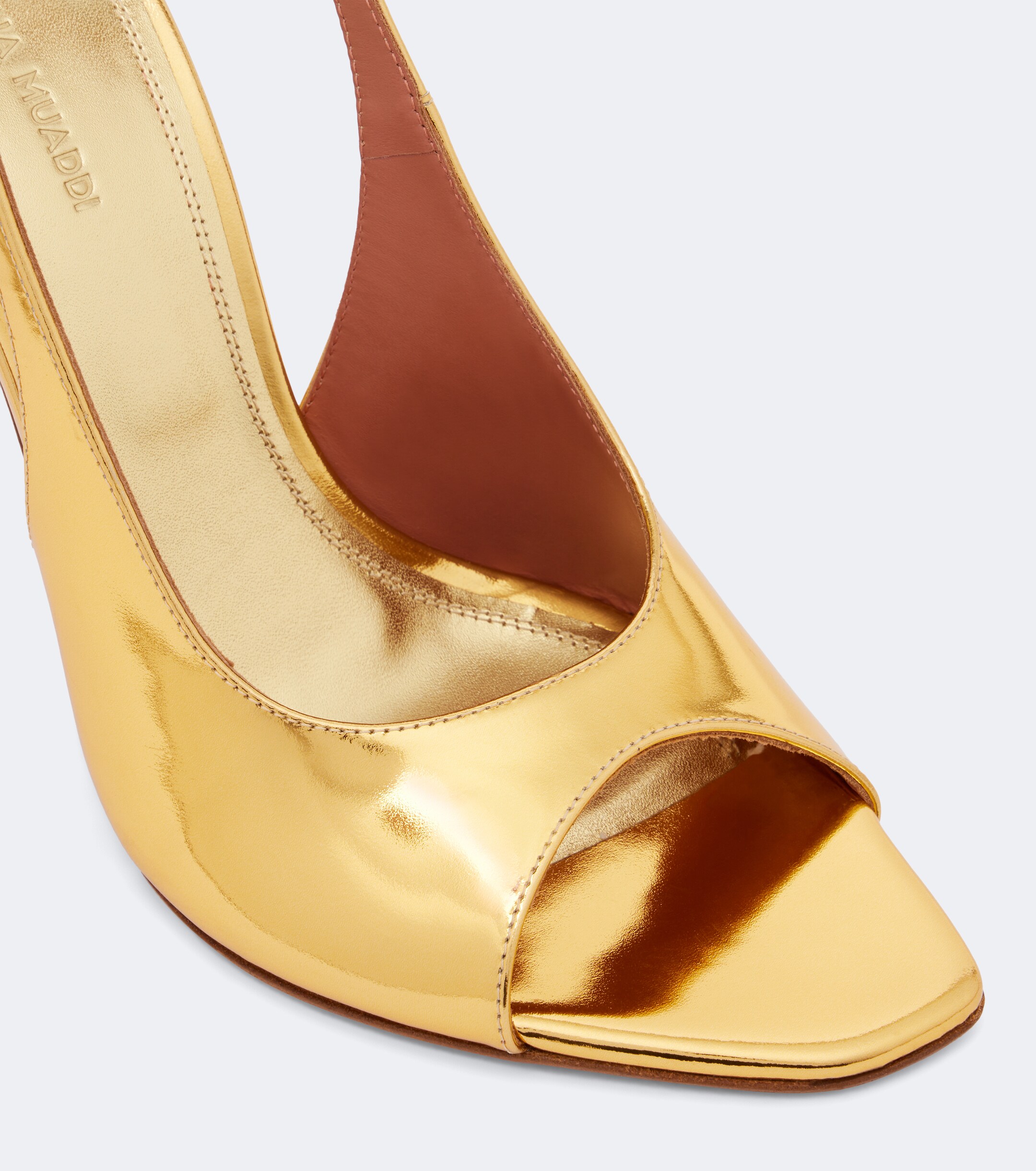AMINA MUADDI Amina Muaddi Alexa mirrored leather slingback sandals