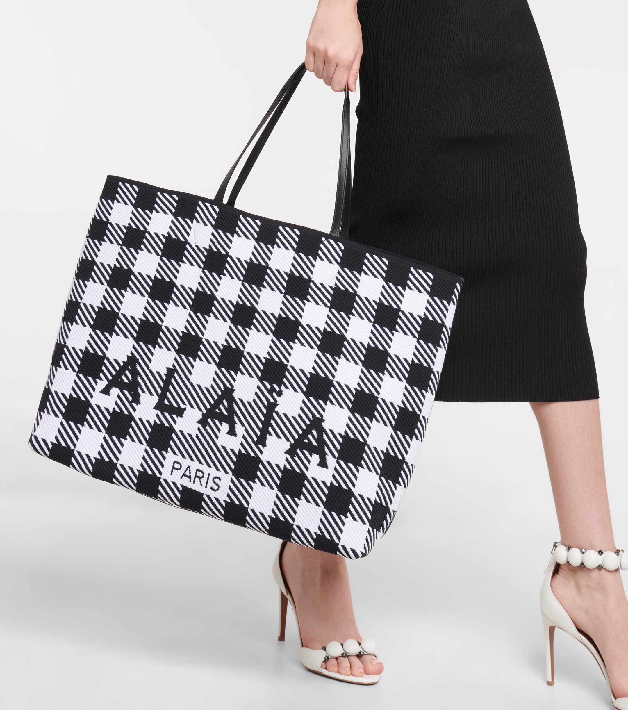 Alaïa Logo checked tote