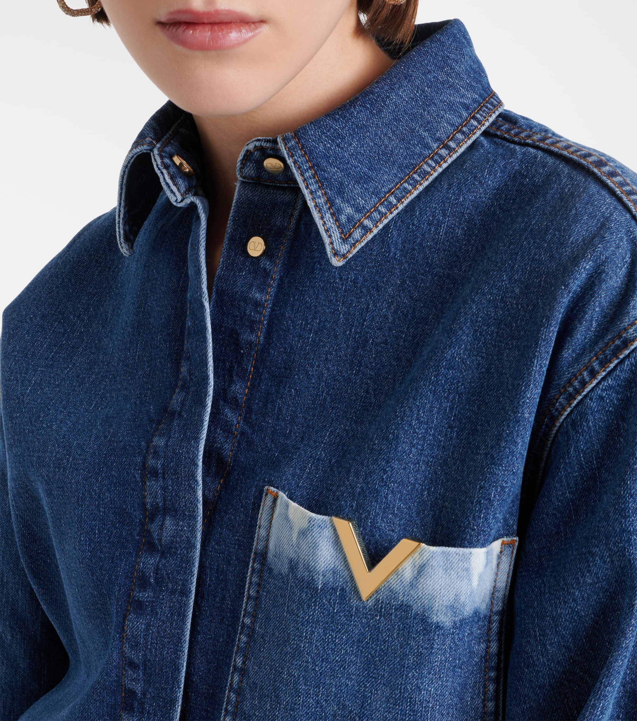 Valentino VGold distressed denim shirt