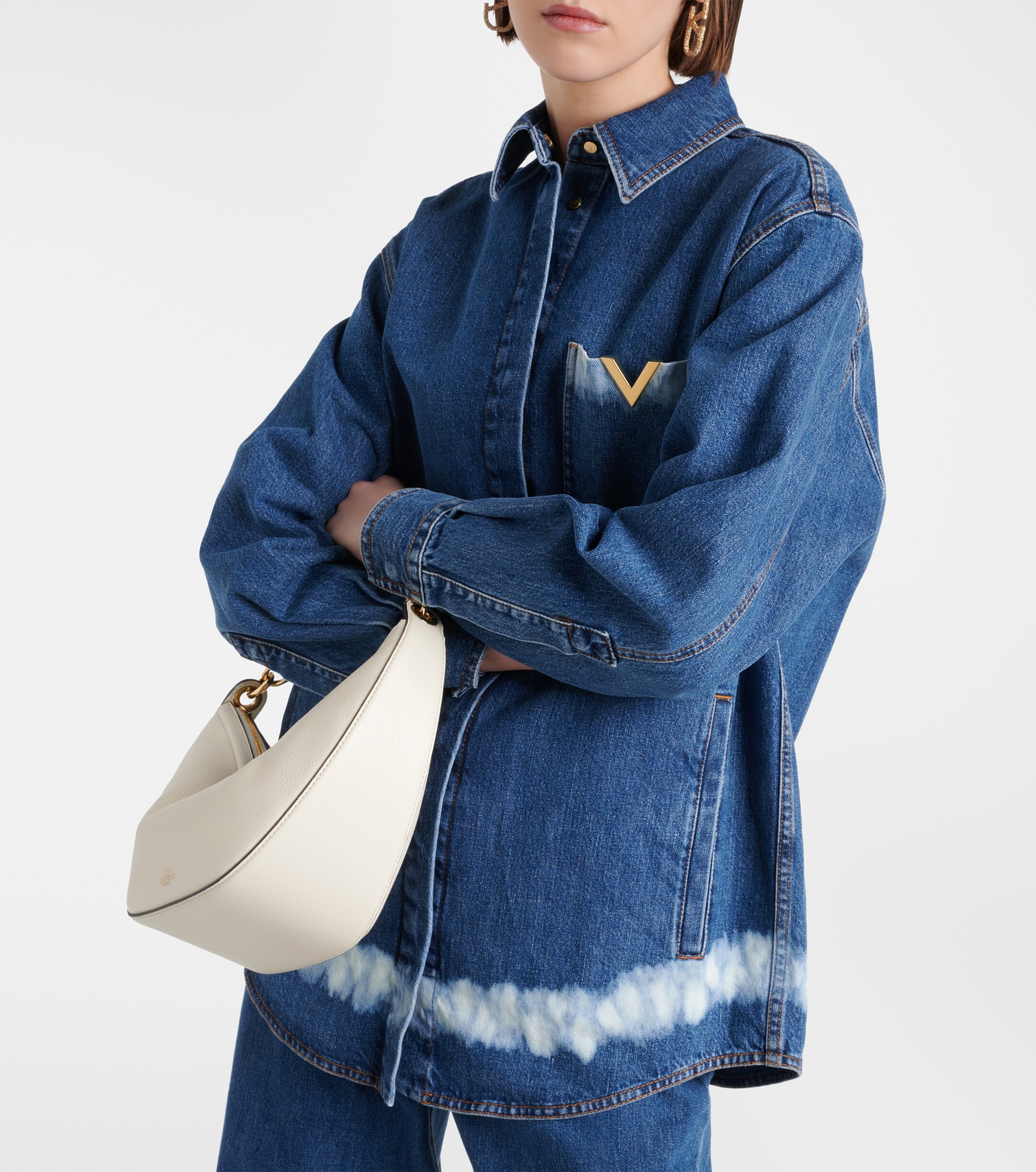 Valentino VGold distressed denim shirt
