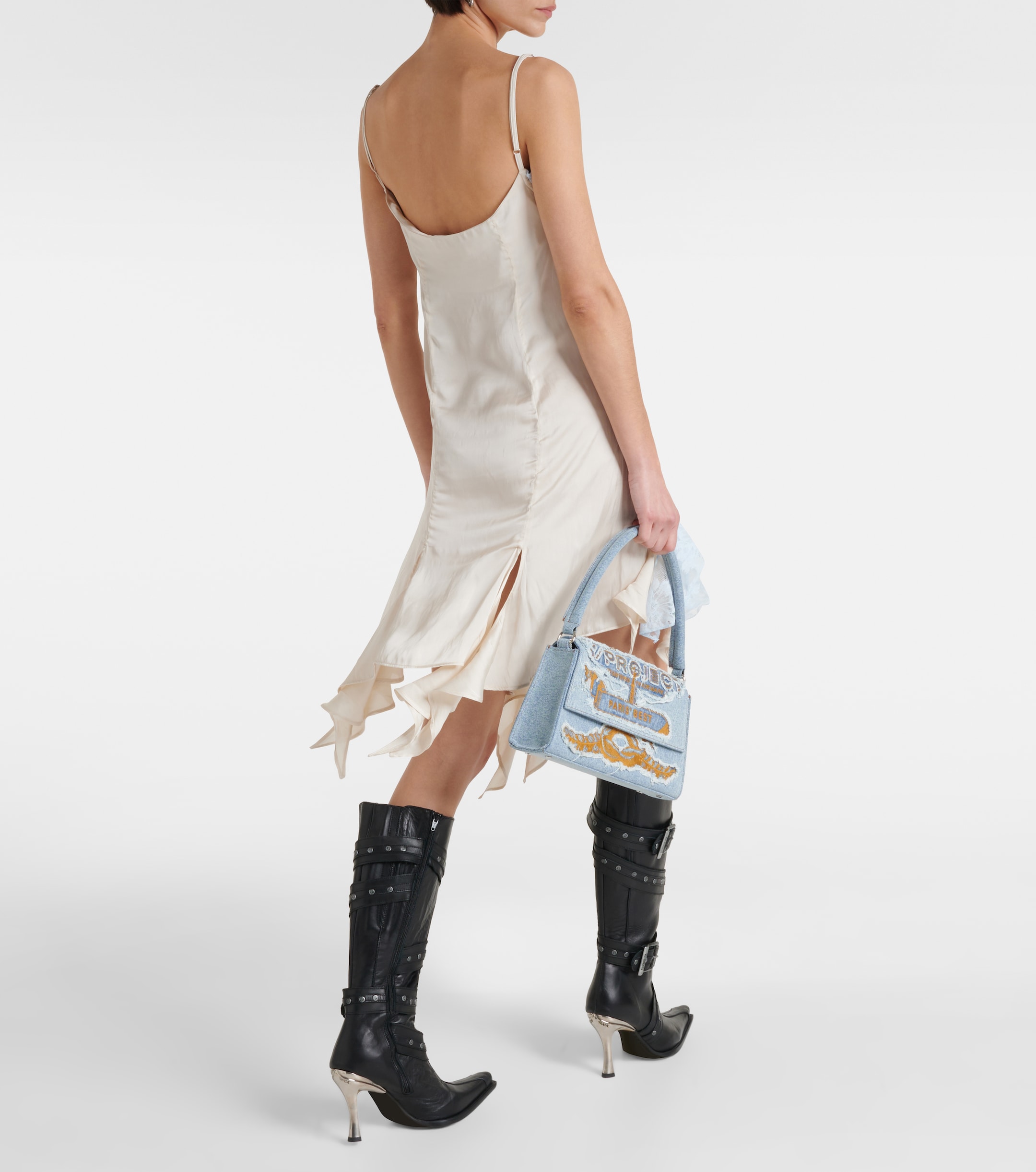 Y/Project - Lace-trimmed asymmetric slip dress | Plush