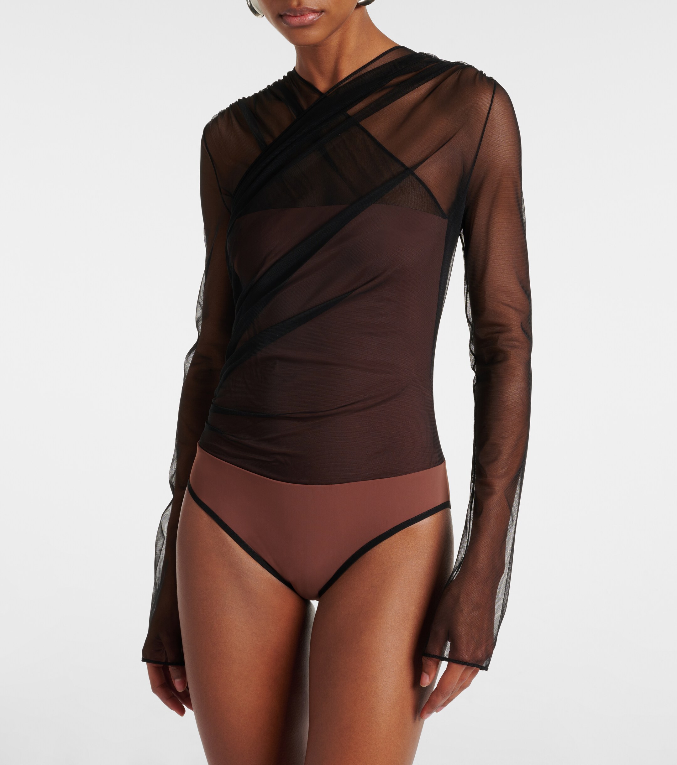 Nensi Dojaka Renee draped tulle bodysuit thumbnail