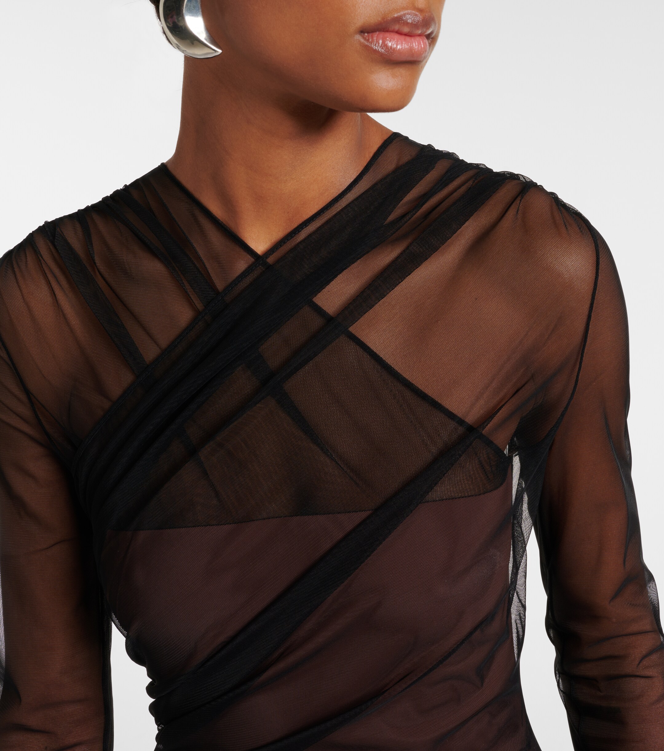Nensi Dojaka Renee draped tulle bodysuit thumbnail