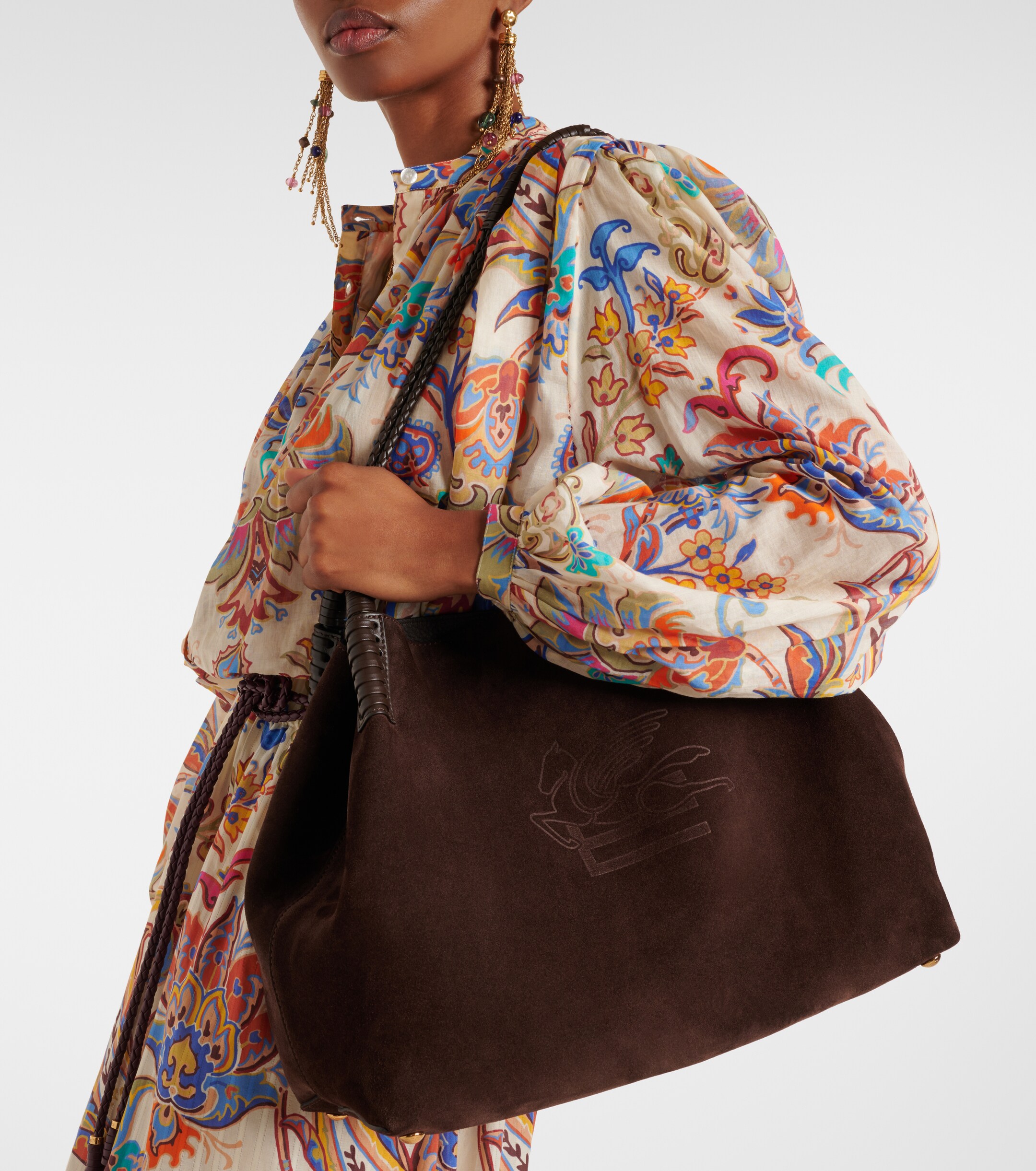 Etro Libra Medium suede tote bag
