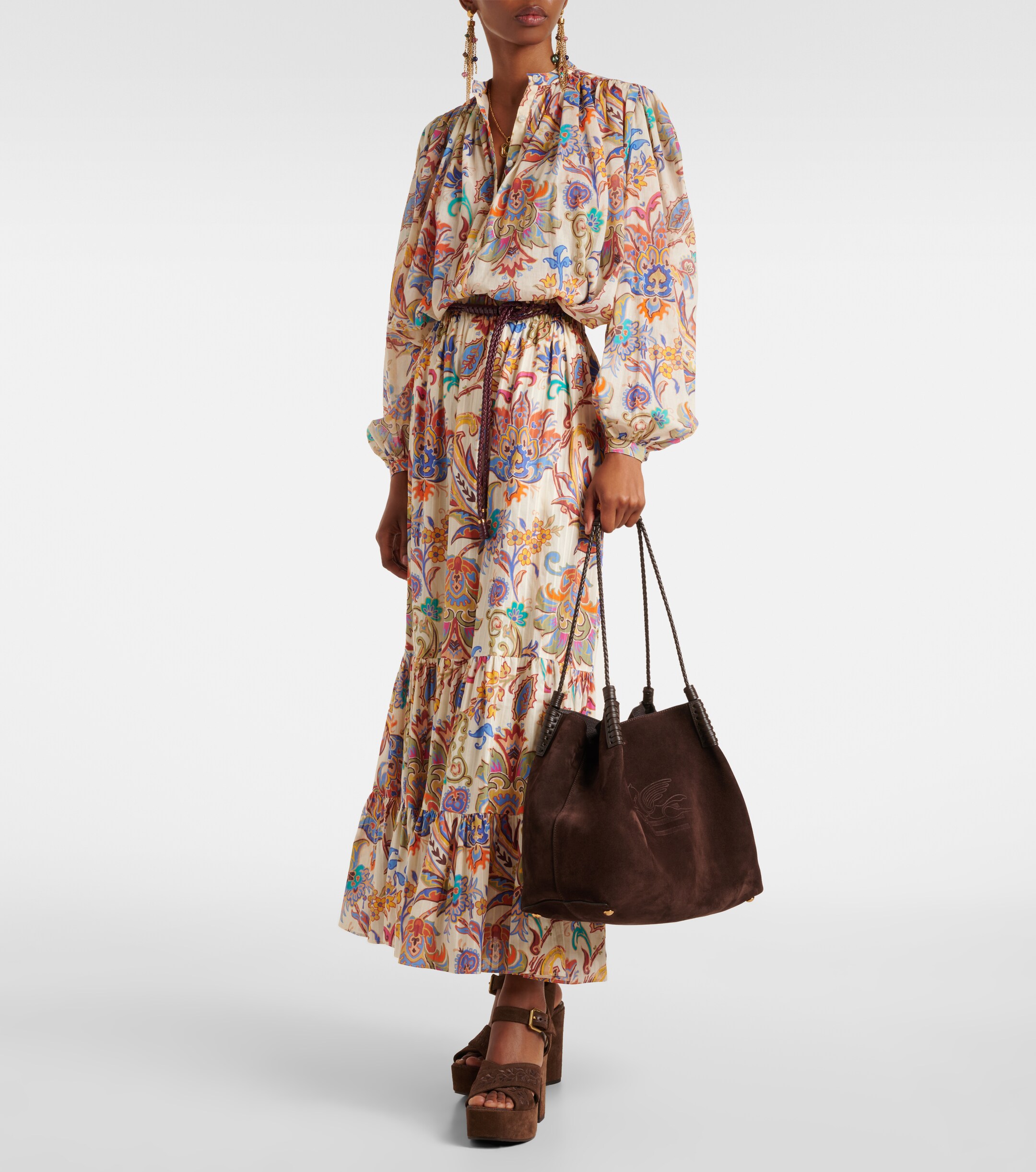 Etro Libra Medium suede tote bag