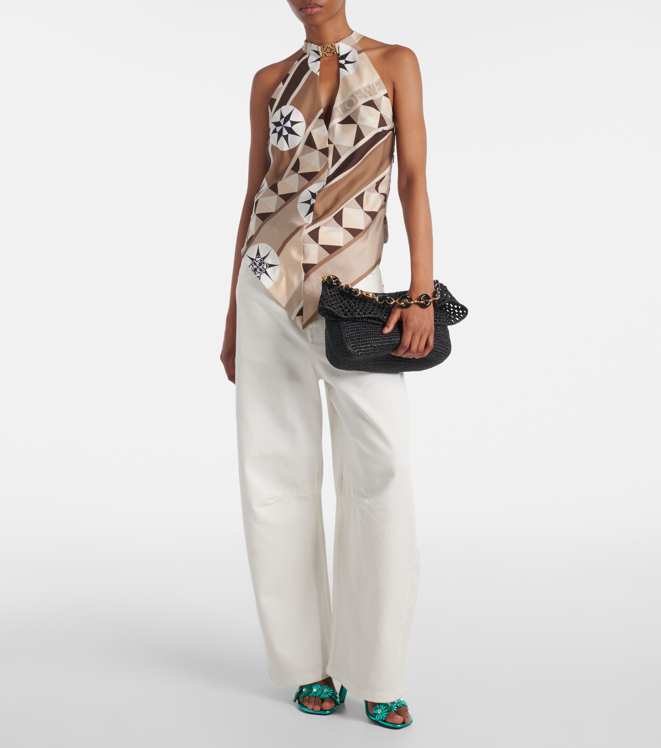 Loewe Paula's Ibiza Anagram silk twill top