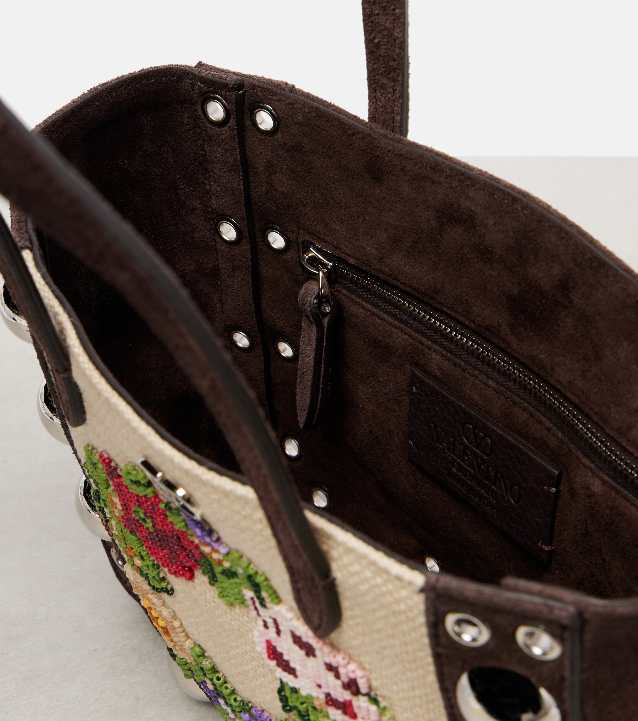Valentino Garavani Nellcôte Mini embellished suede tote bag thumbnail