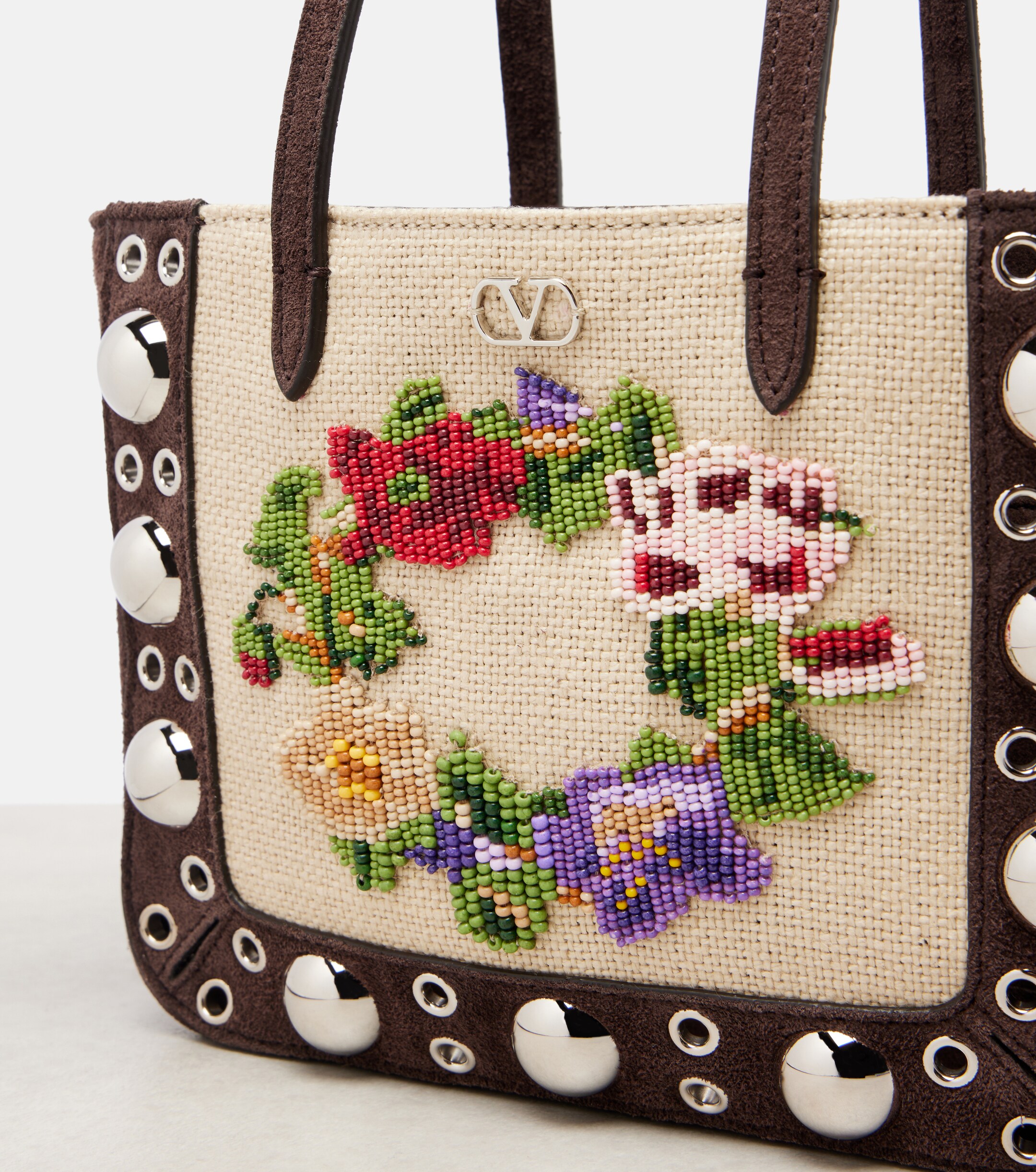 Valentino Garavani Nellcôte Mini embellished suede tote bag thumbnail