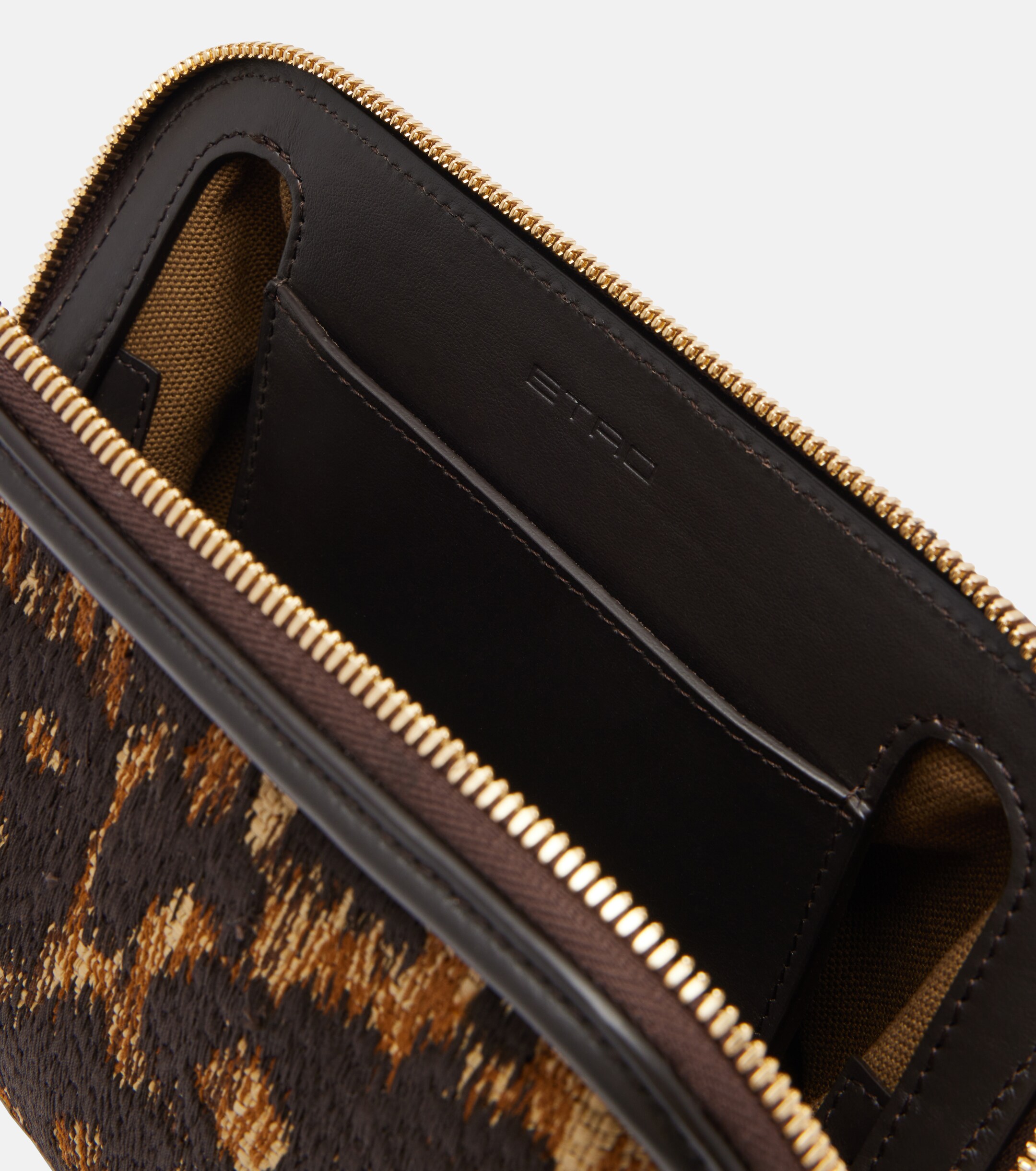 Etro Doc leather-trimmed raffia-effect crossbody bag