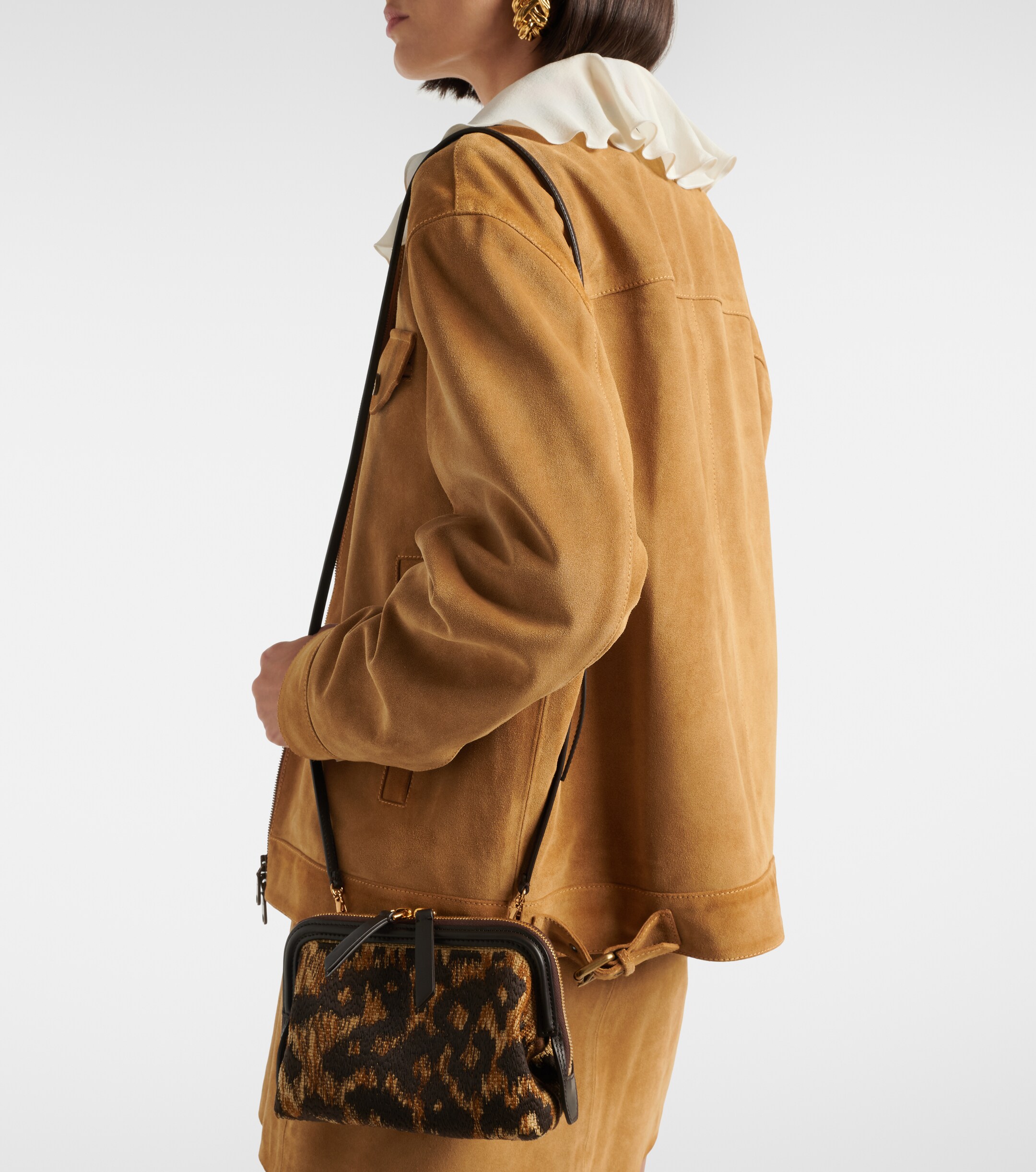 Etro Doc leather-trimmed raffia-effect crossbody bag