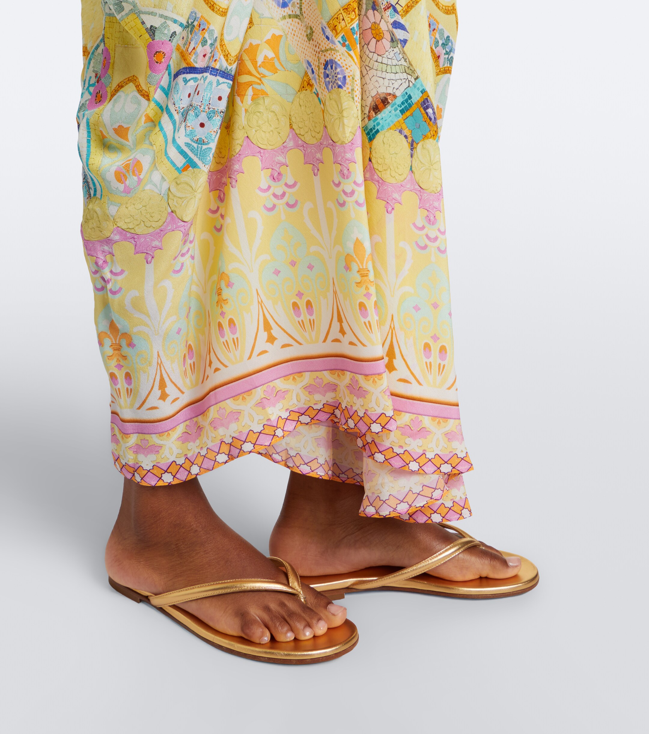 Camilla Camilla Floral embellished draped silk kaftan