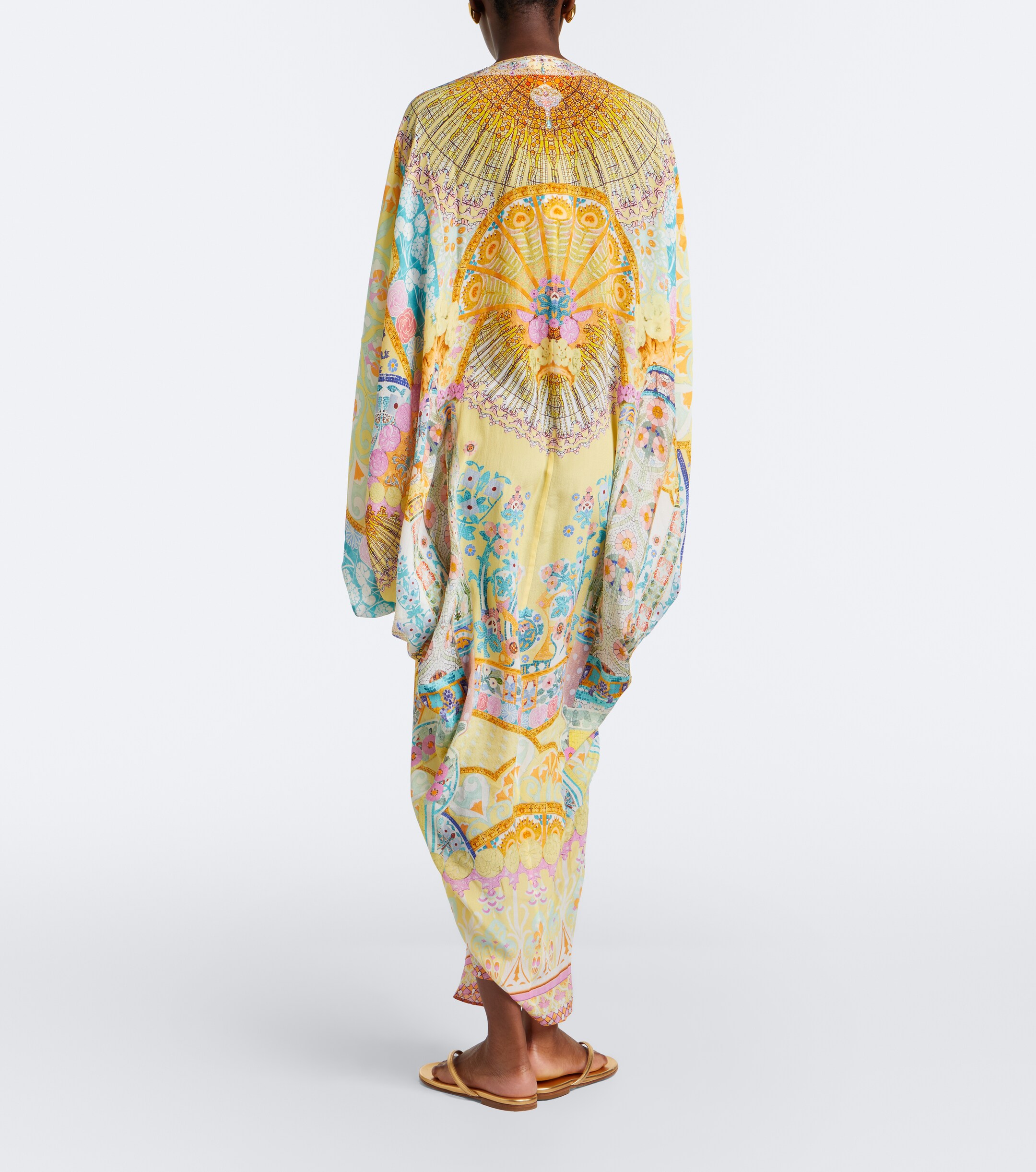 Camilla Camilla Floral embellished draped silk kaftan