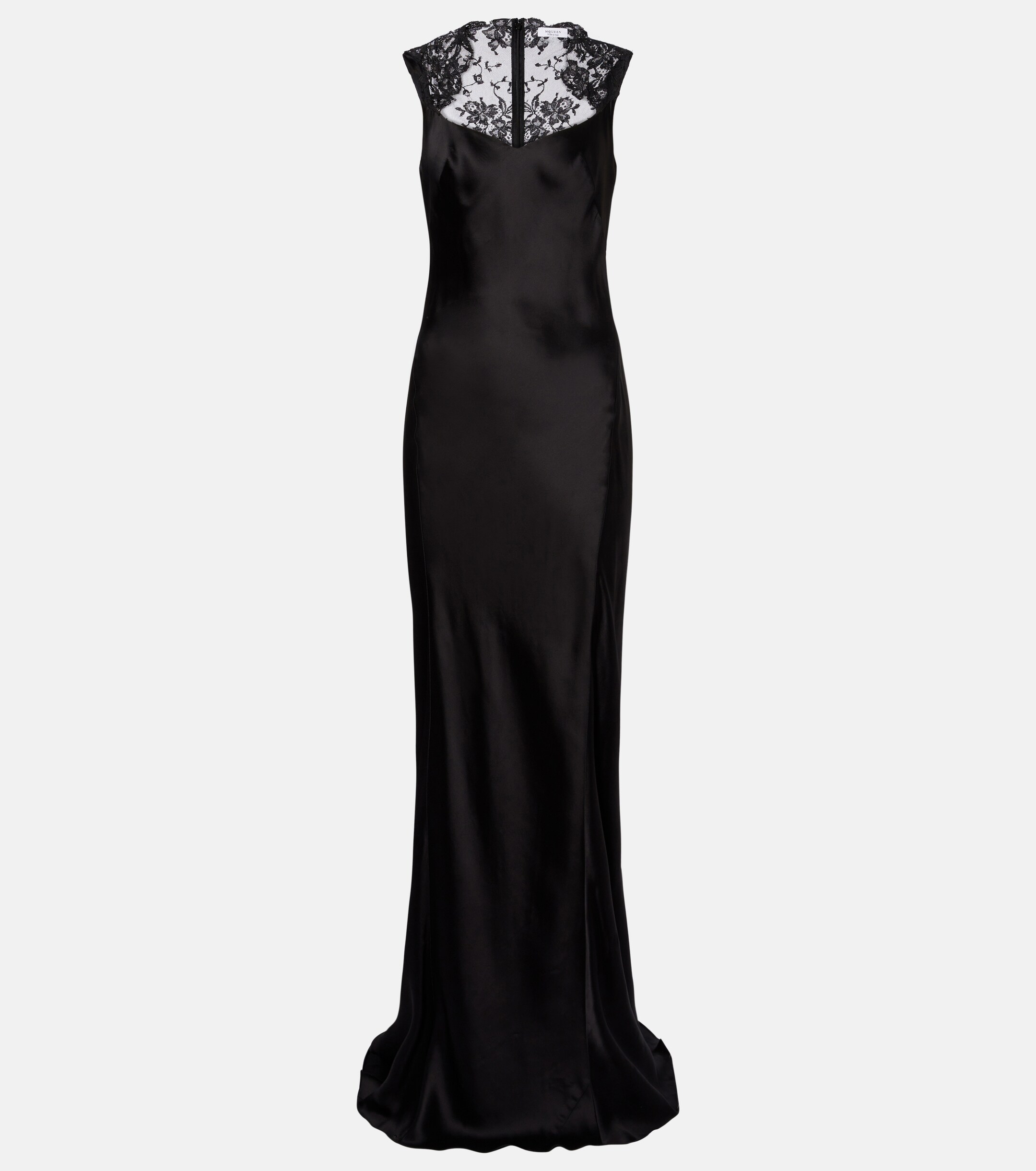 McQueen McQueen Lace-trimmed satin gown