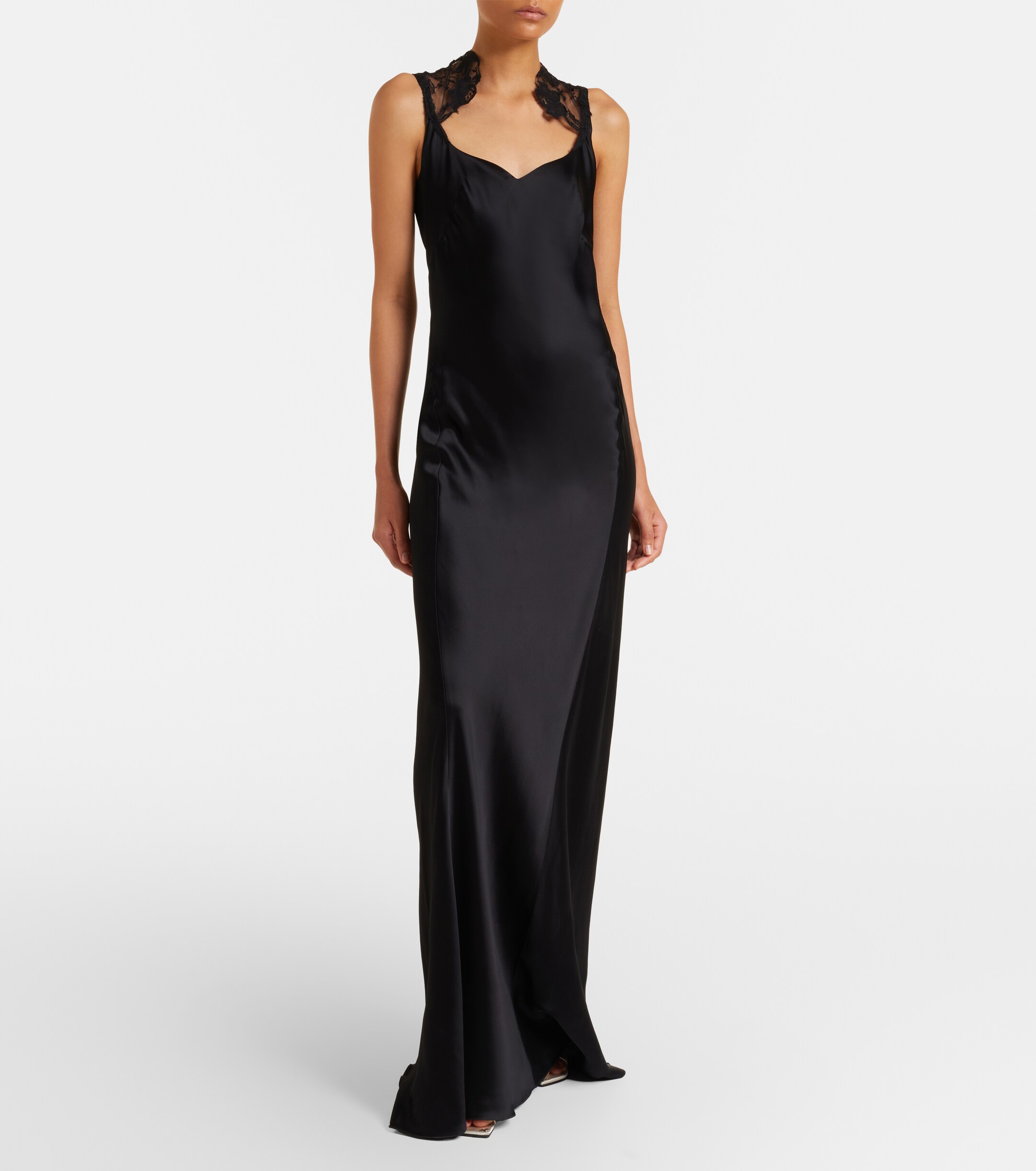 McQueen McQueen Lace-trimmed satin gown