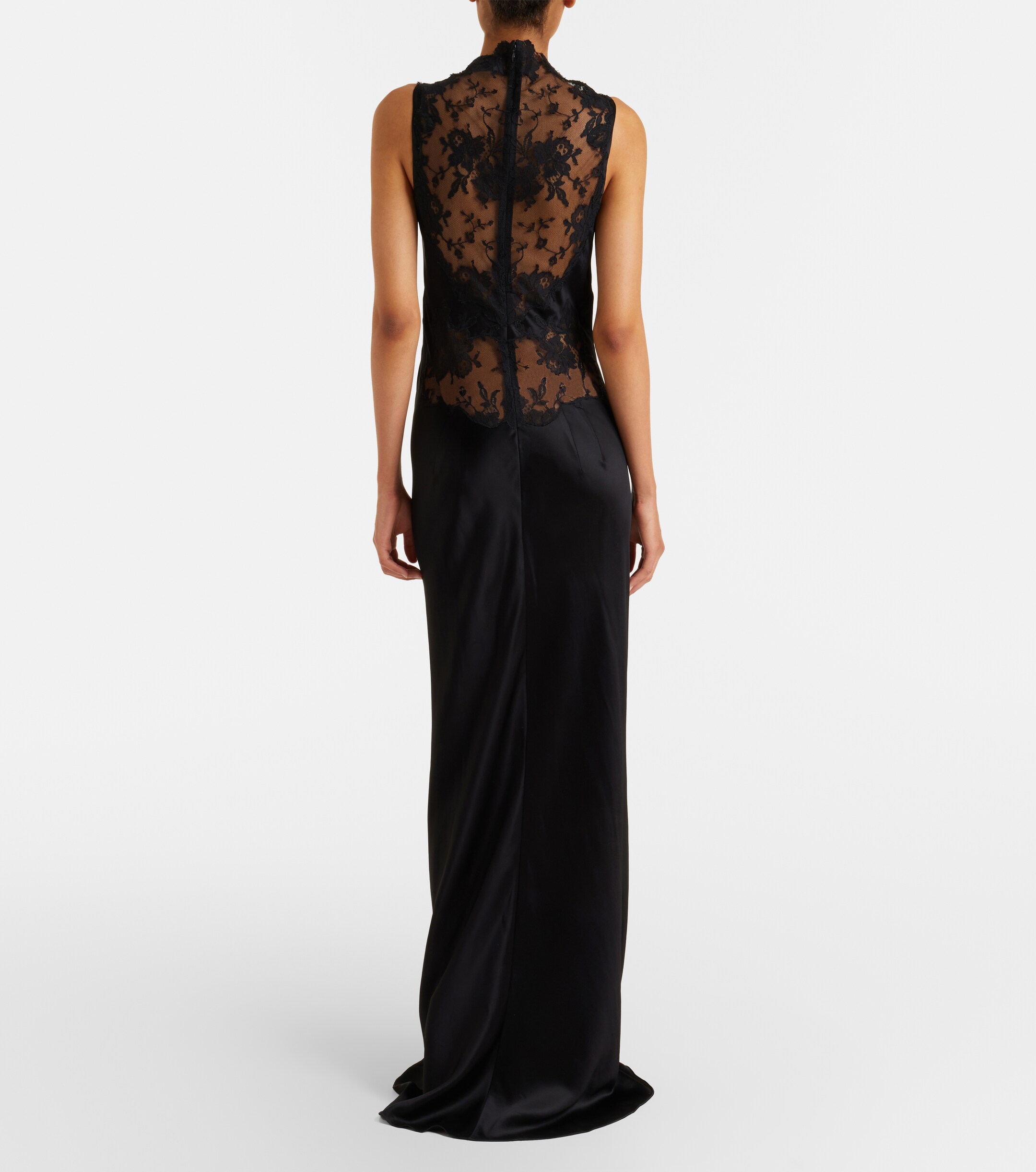 McQueen McQueen Lace-trimmed satin gown