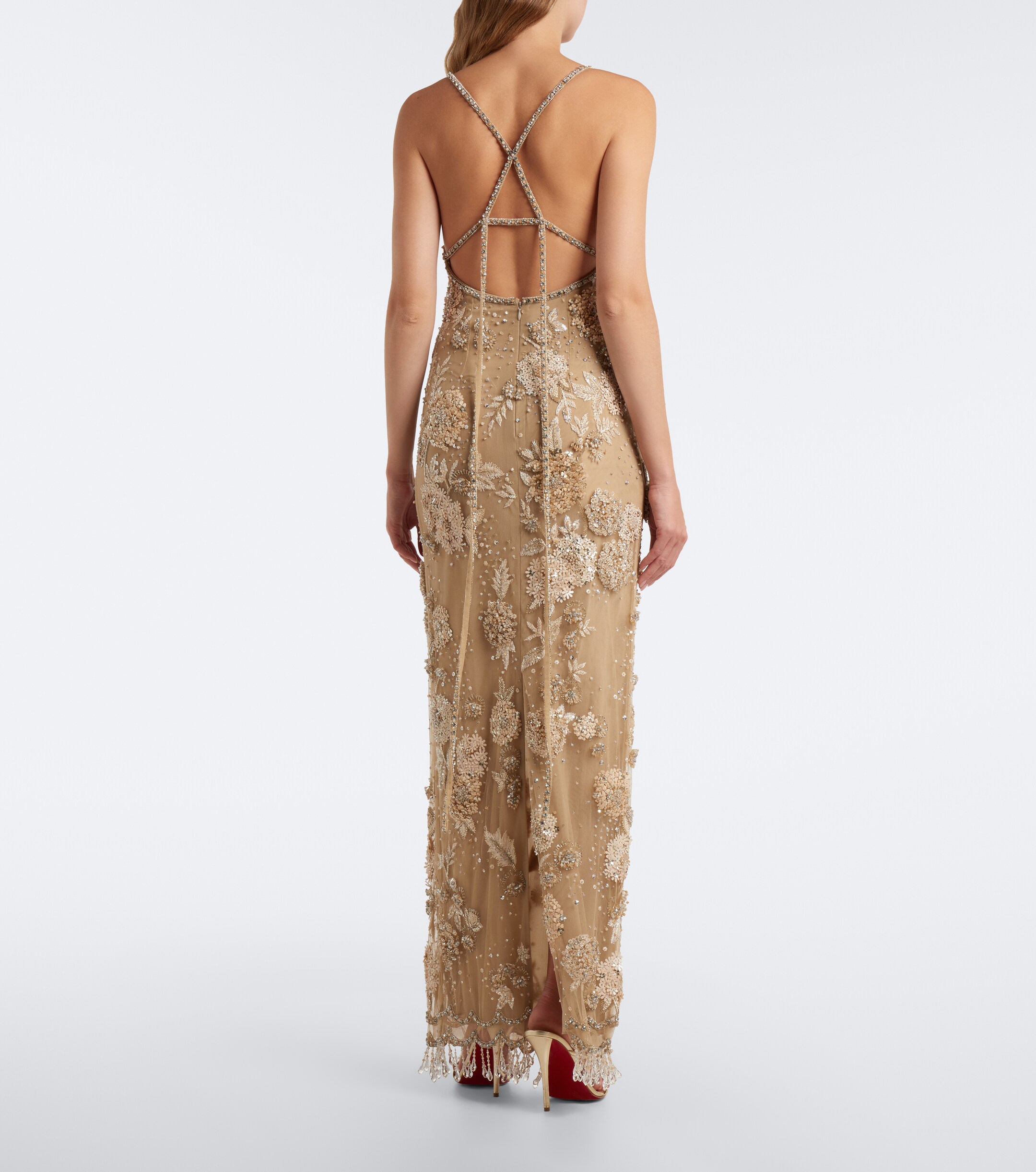 GEORGES HOBEIKA Georges Hobeika Embellished open-back tulle gown