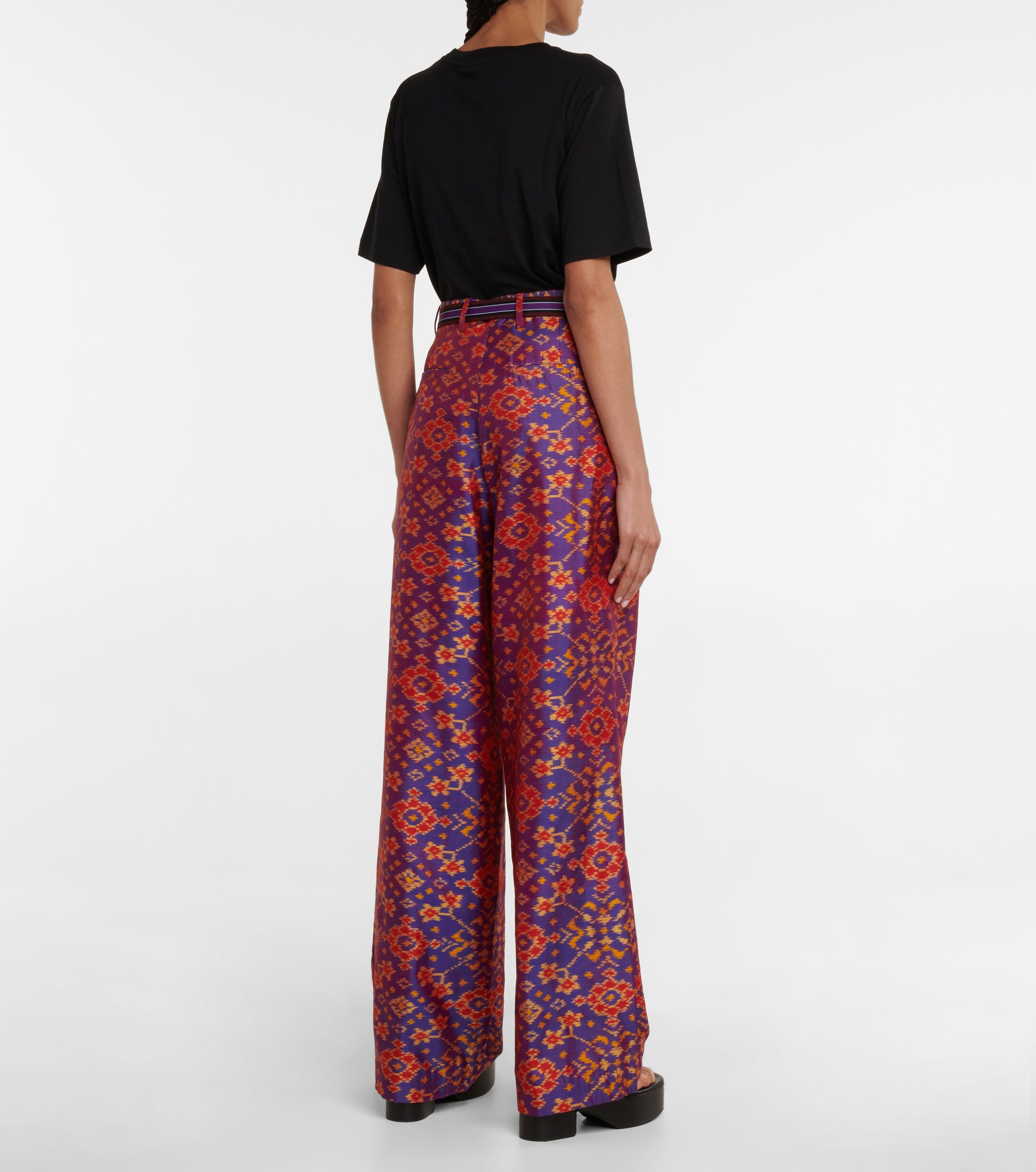 Dries Van Noten High-rise printed silk pants thumbnail