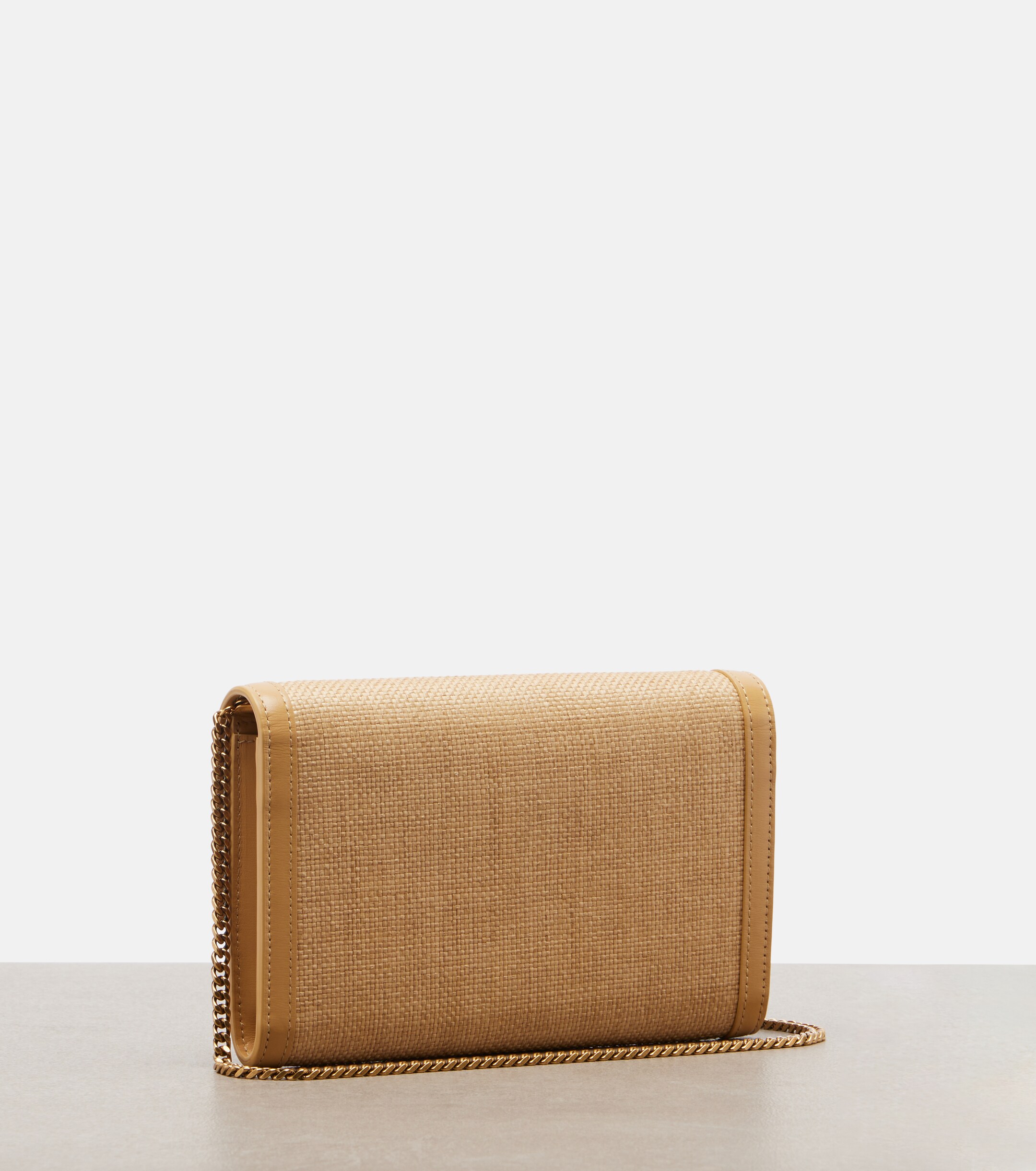 Saint Laurent Uptown raffia wallet on chain