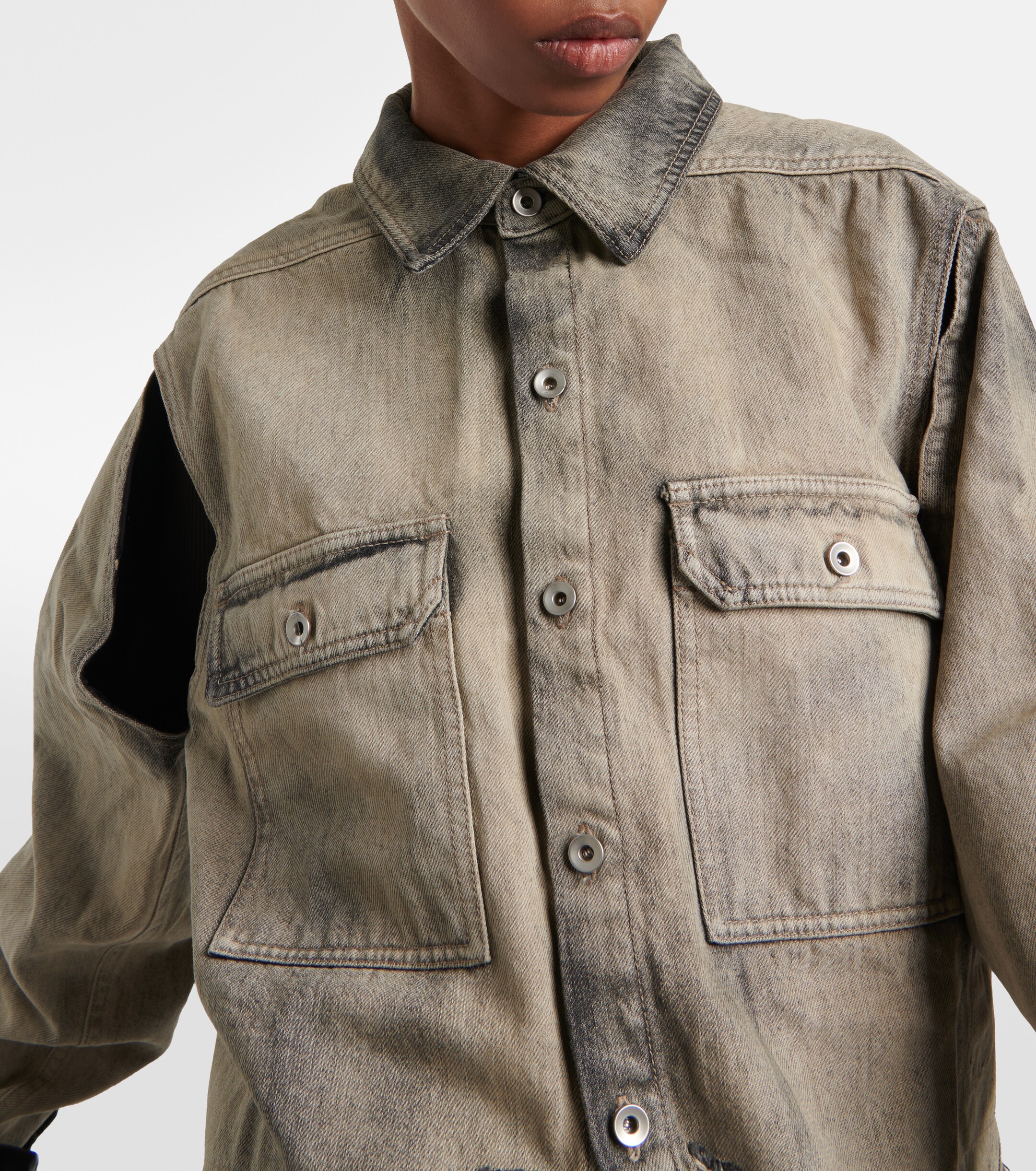 ジャケット・アウター Rick Owens DRKSHDW cropped denim shirt Rick Owens - DRKSHDW cropped denim shirt jacket | Plush