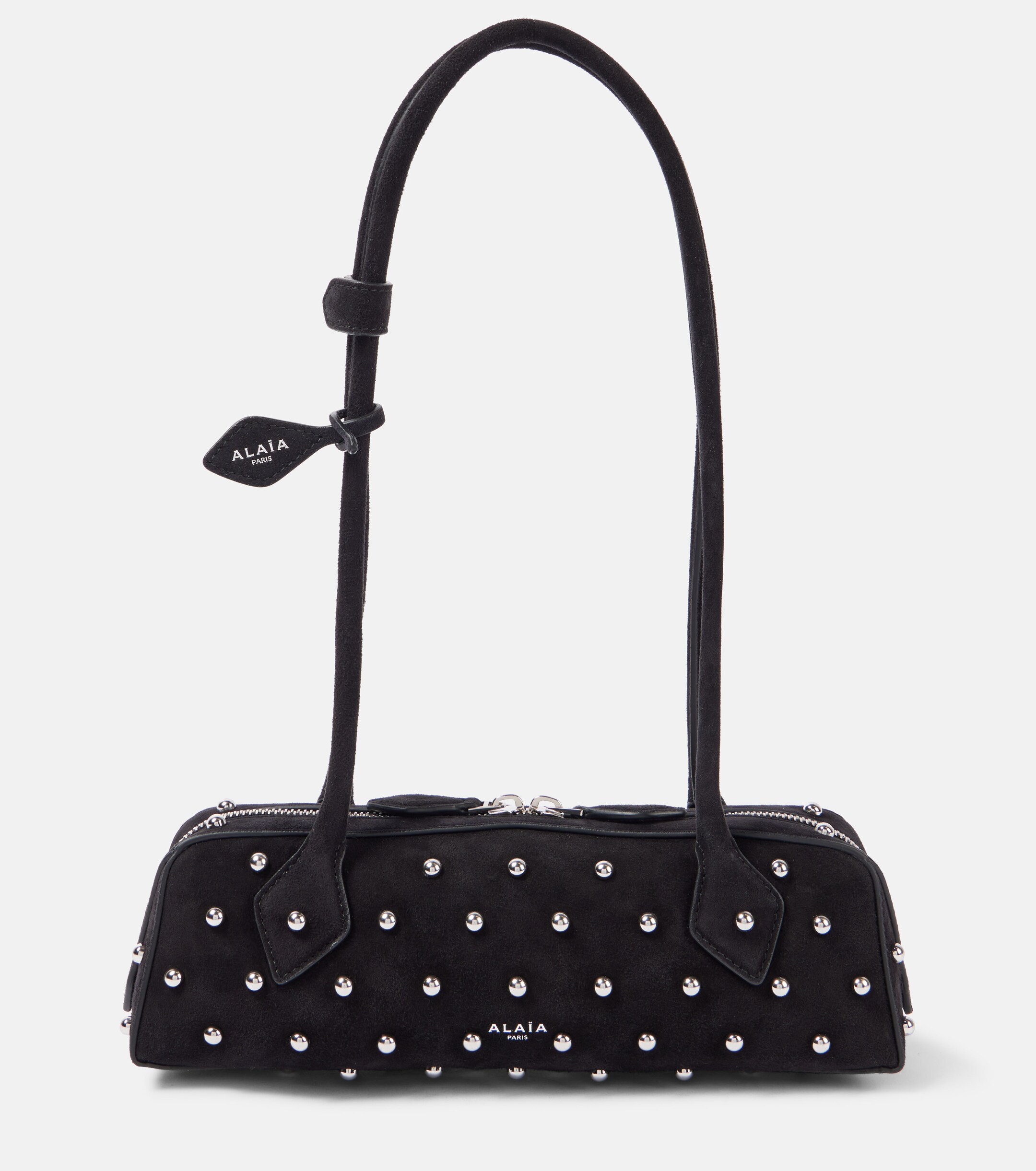 Alaïa Le Teckel Small studded suede shoulder bag