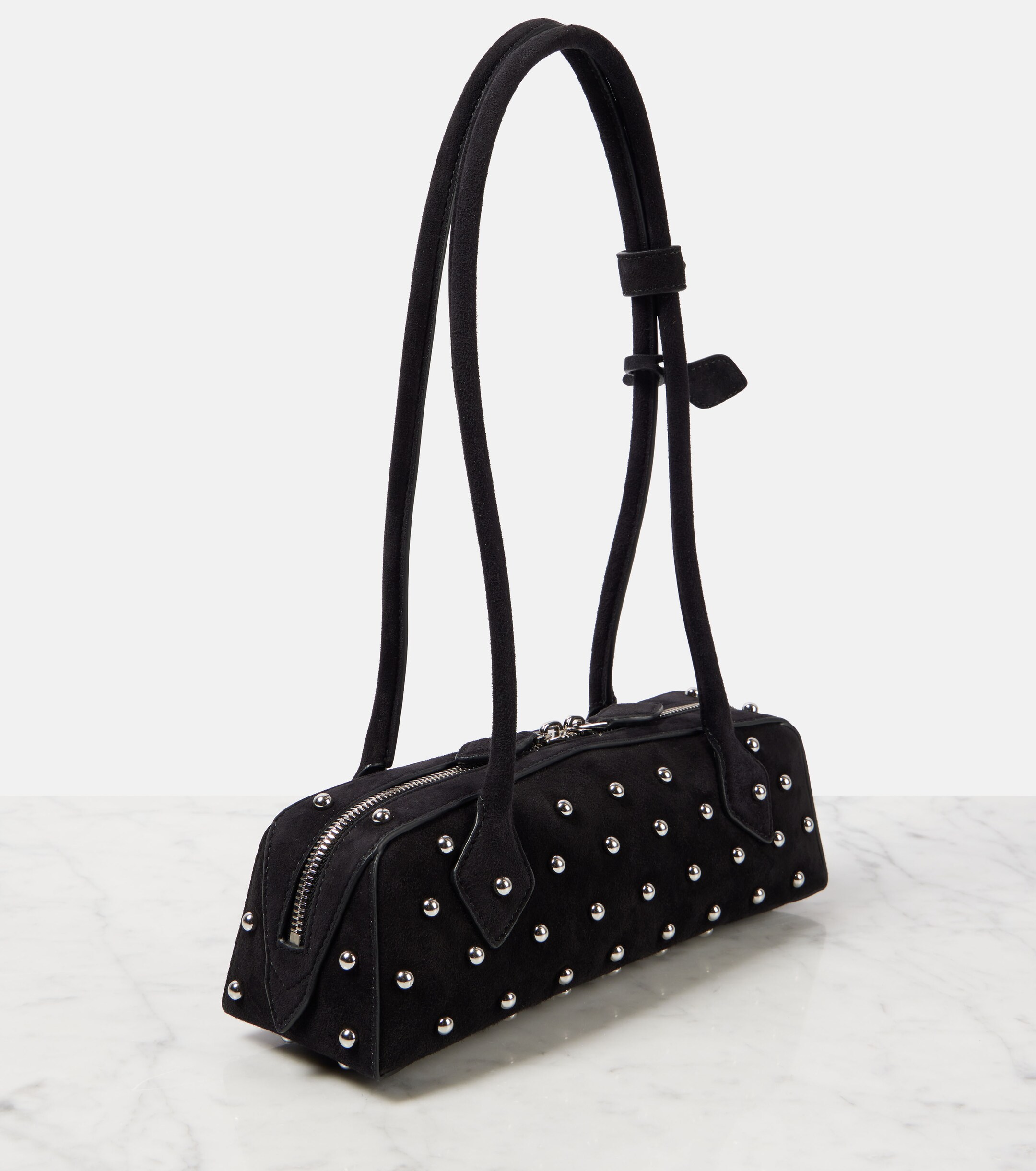 Alaïa Le Teckel Small studded suede shoulder bag