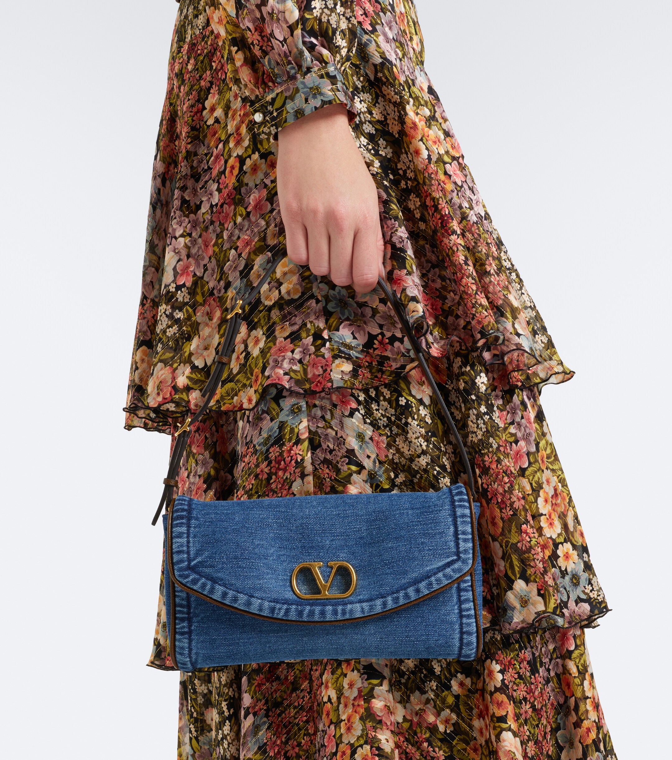 Valentino Garavani DeVain Small denim shoulder bag thumbnail