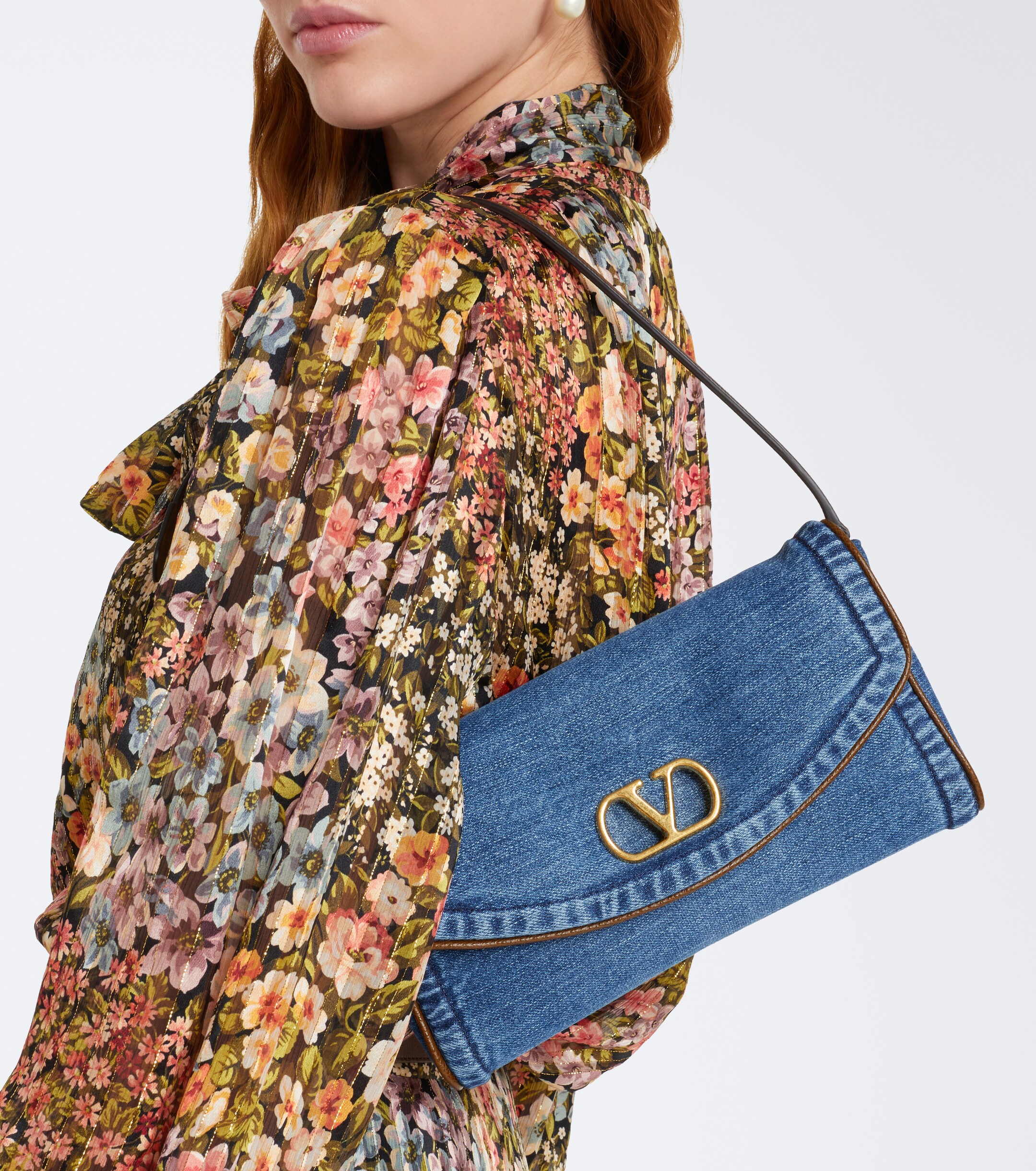 Valentino Garavani DeVain Small denim shoulder bag thumbnail