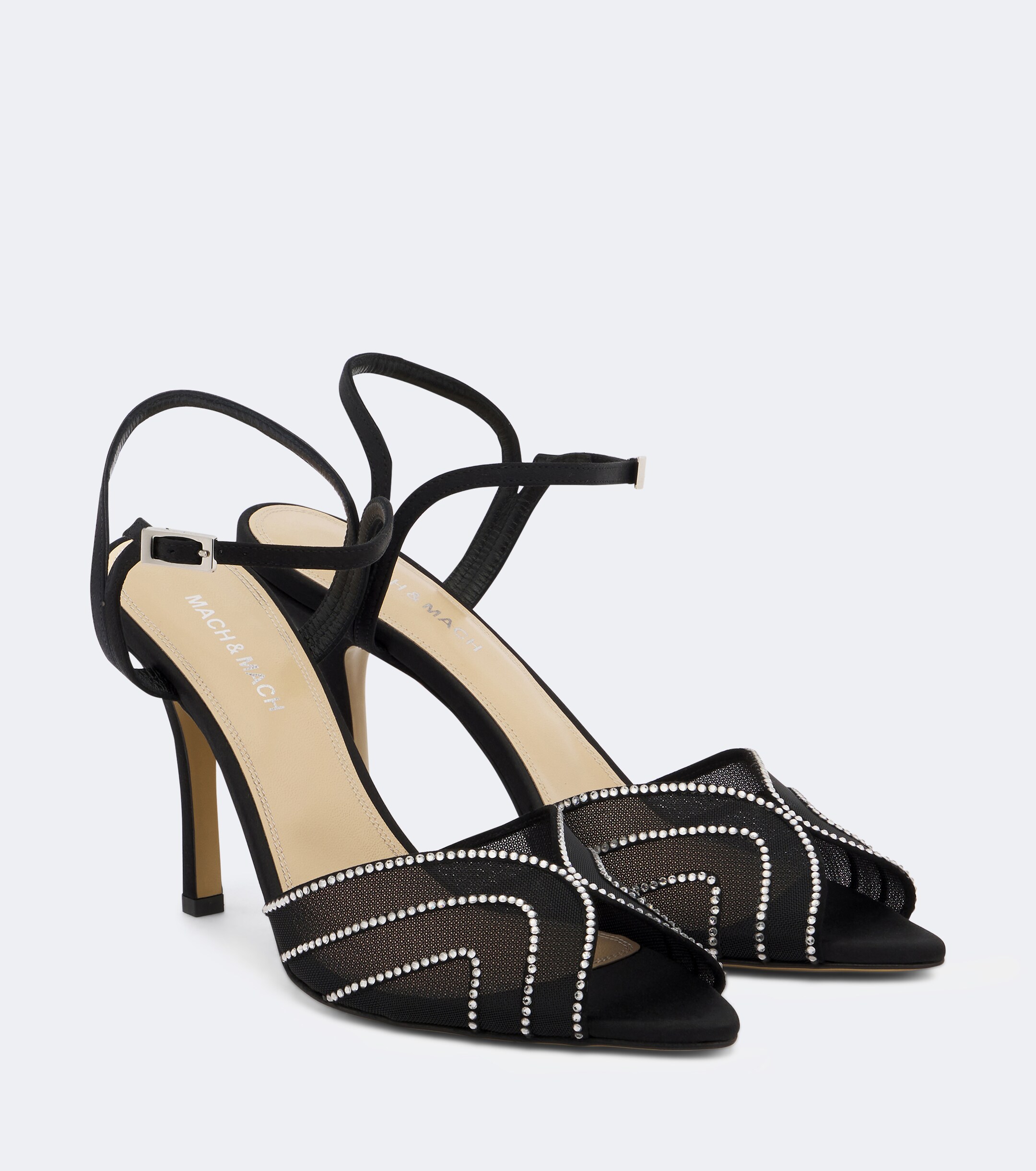MACH & MACH Mach & Mach Rainbow embellished mesh sandals