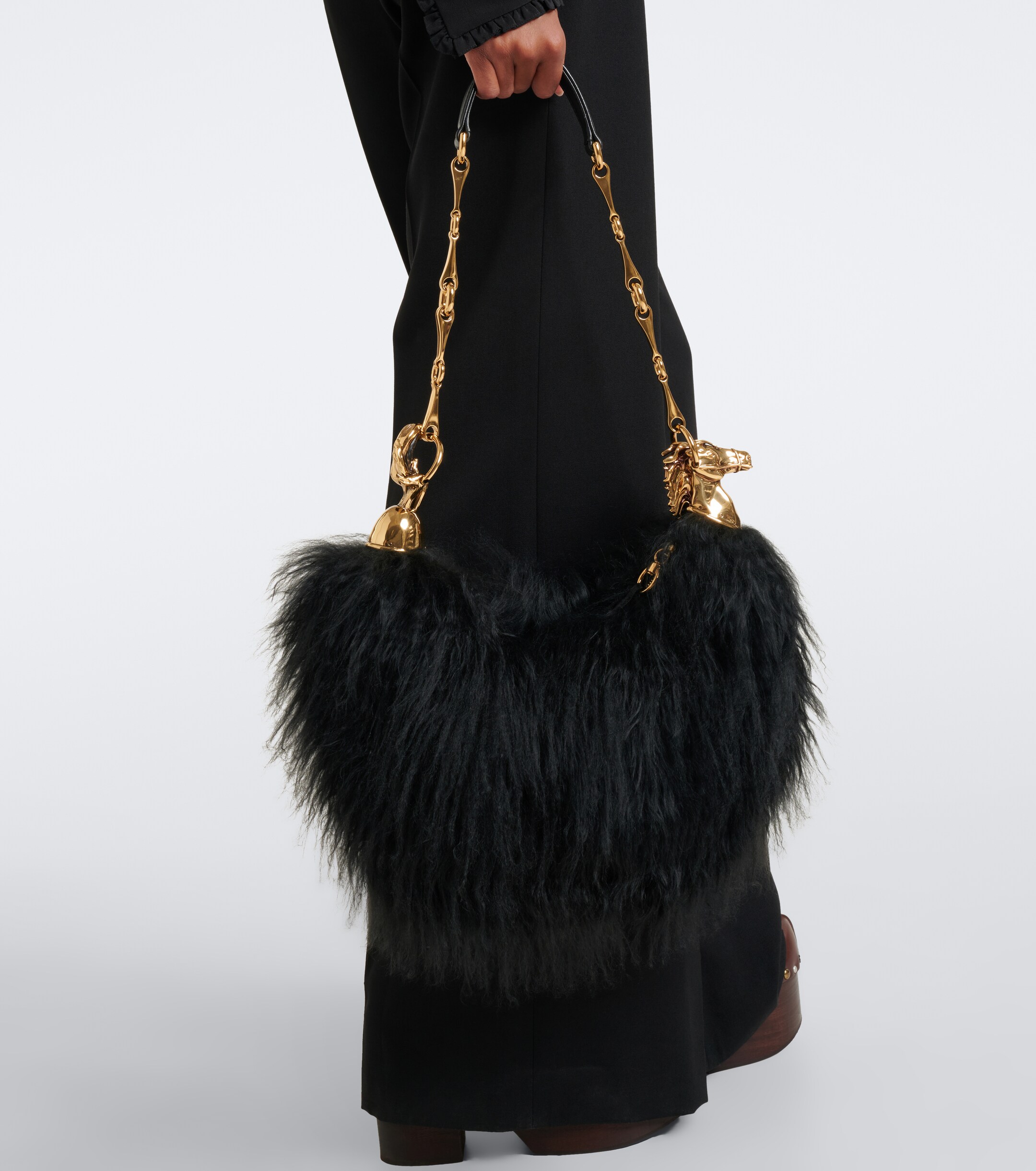 Chloé Chain Horse Large shearling shoulder bag