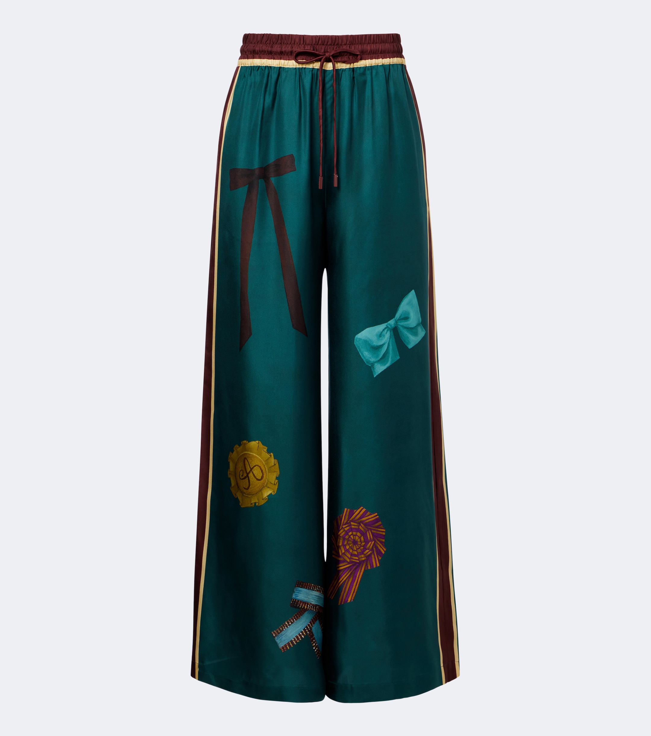 Alémais Alémais Rosette printed silk twill palazzo pants