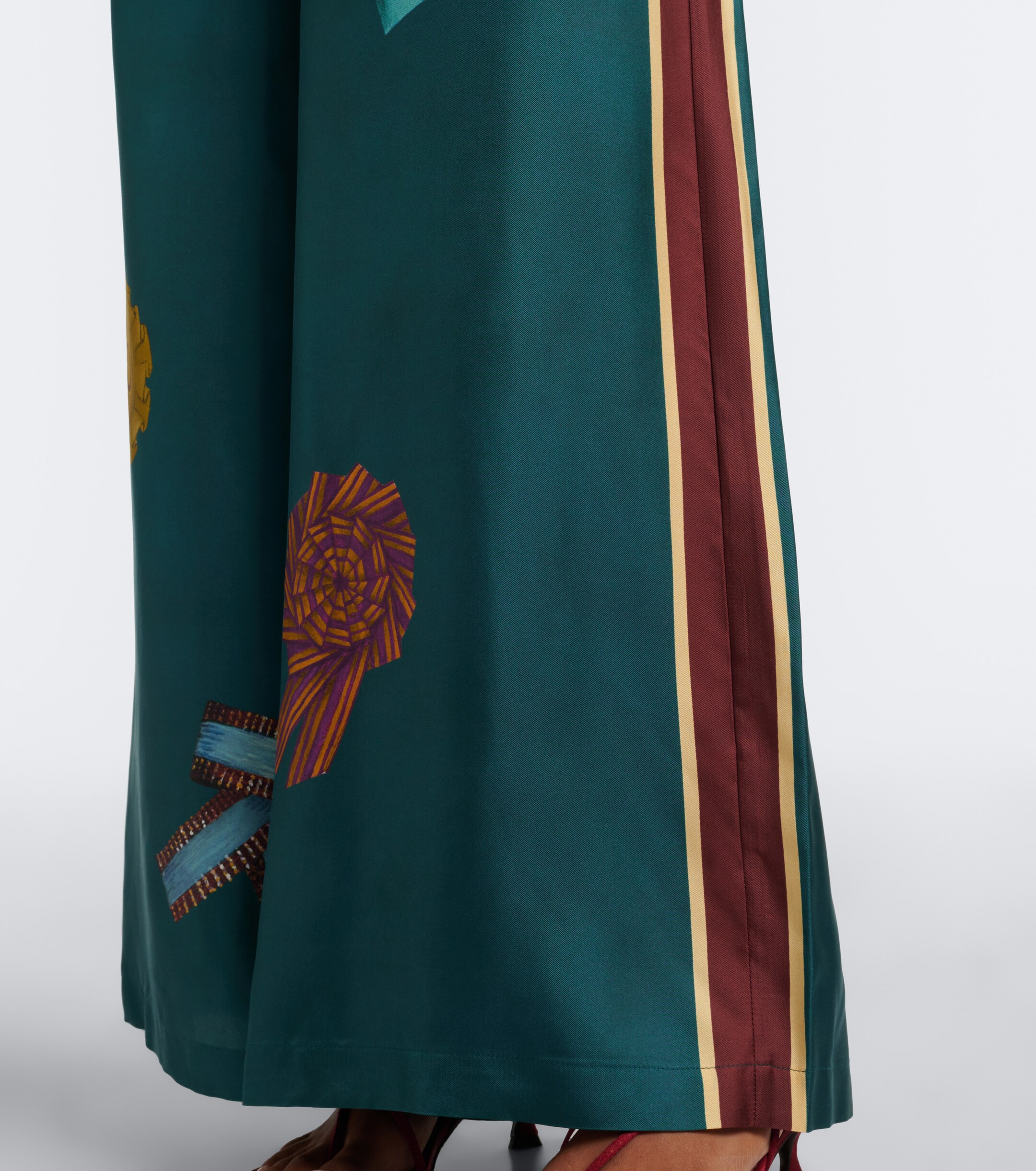 Alémais Alémais Rosette printed silk twill palazzo pants