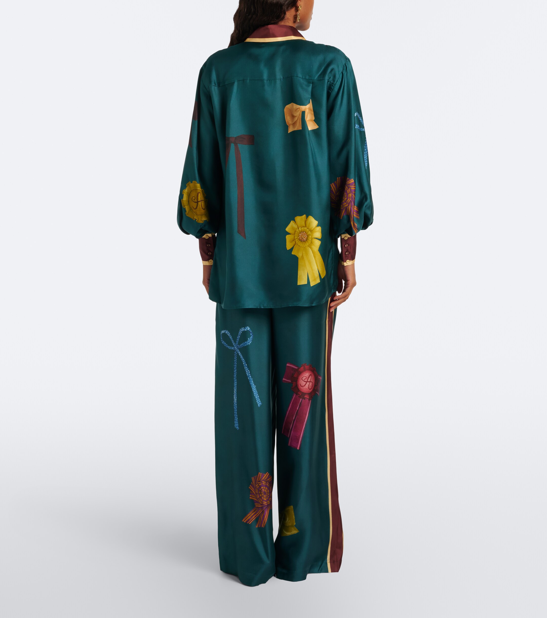 Alémais Alémais Rosette printed silk twill palazzo pants