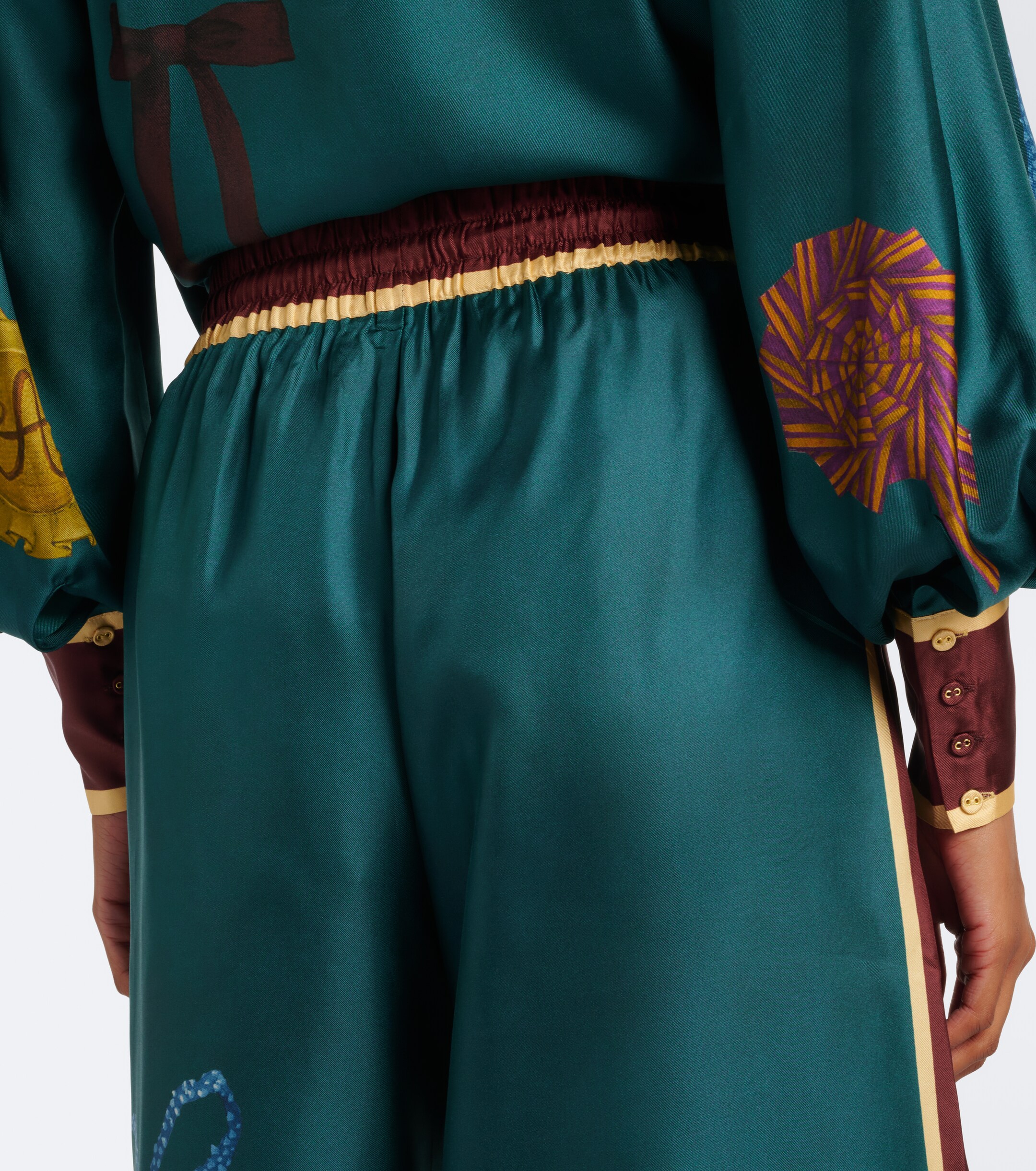 Alémais Alémais Rosette printed silk twill palazzo pants