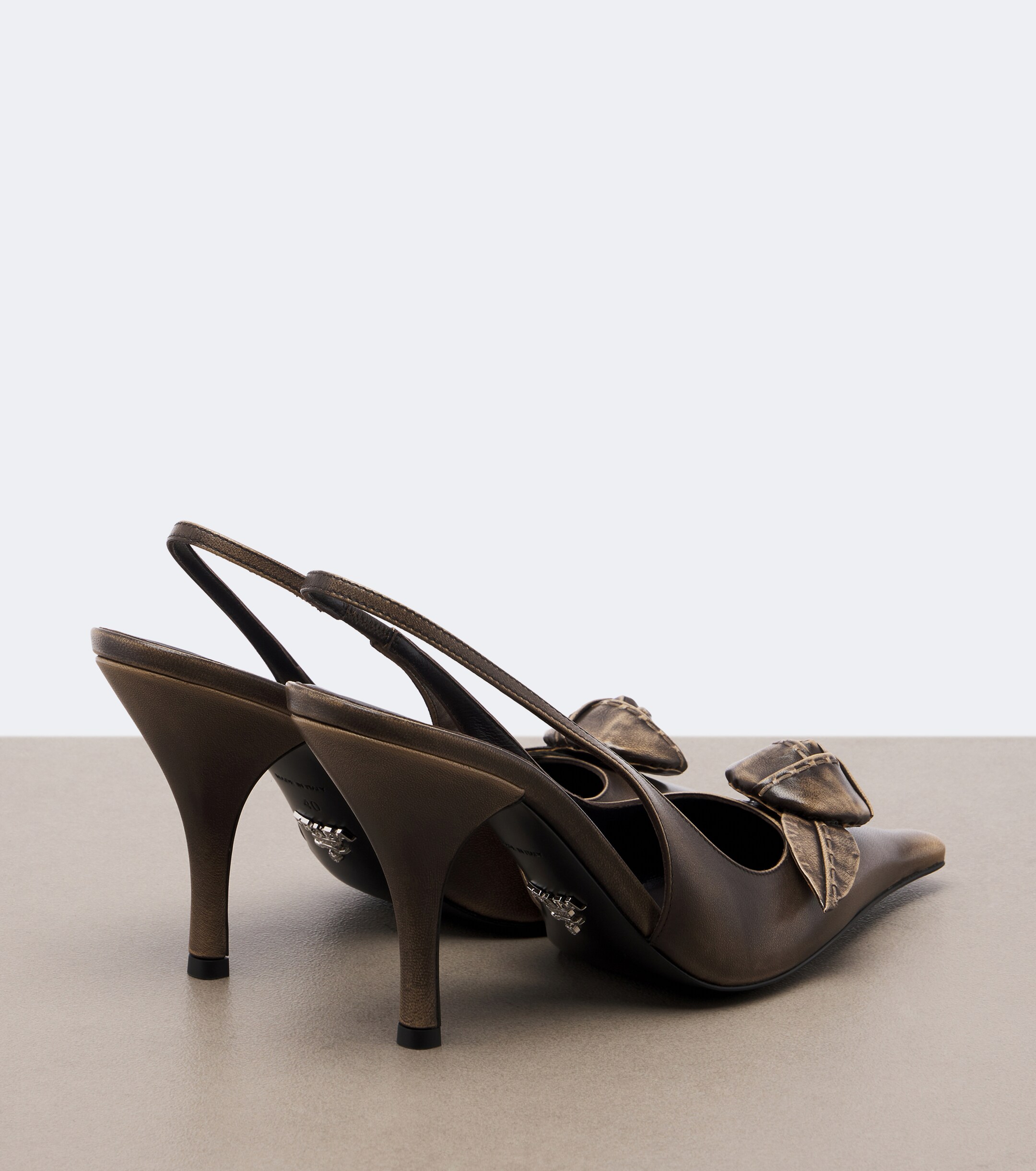Prada Prada Floral-appliqué leather slingback pumps