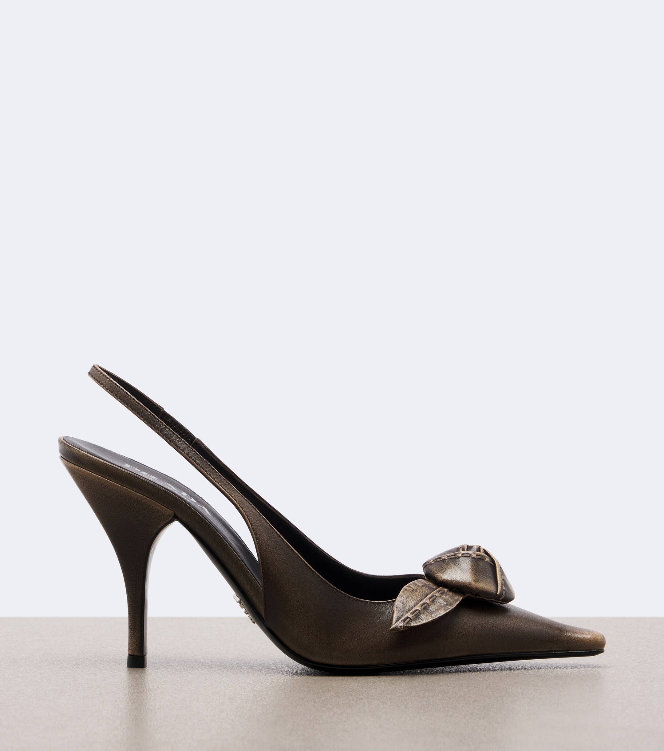 Prada Prada Floral-appliqué leather slingback pumps