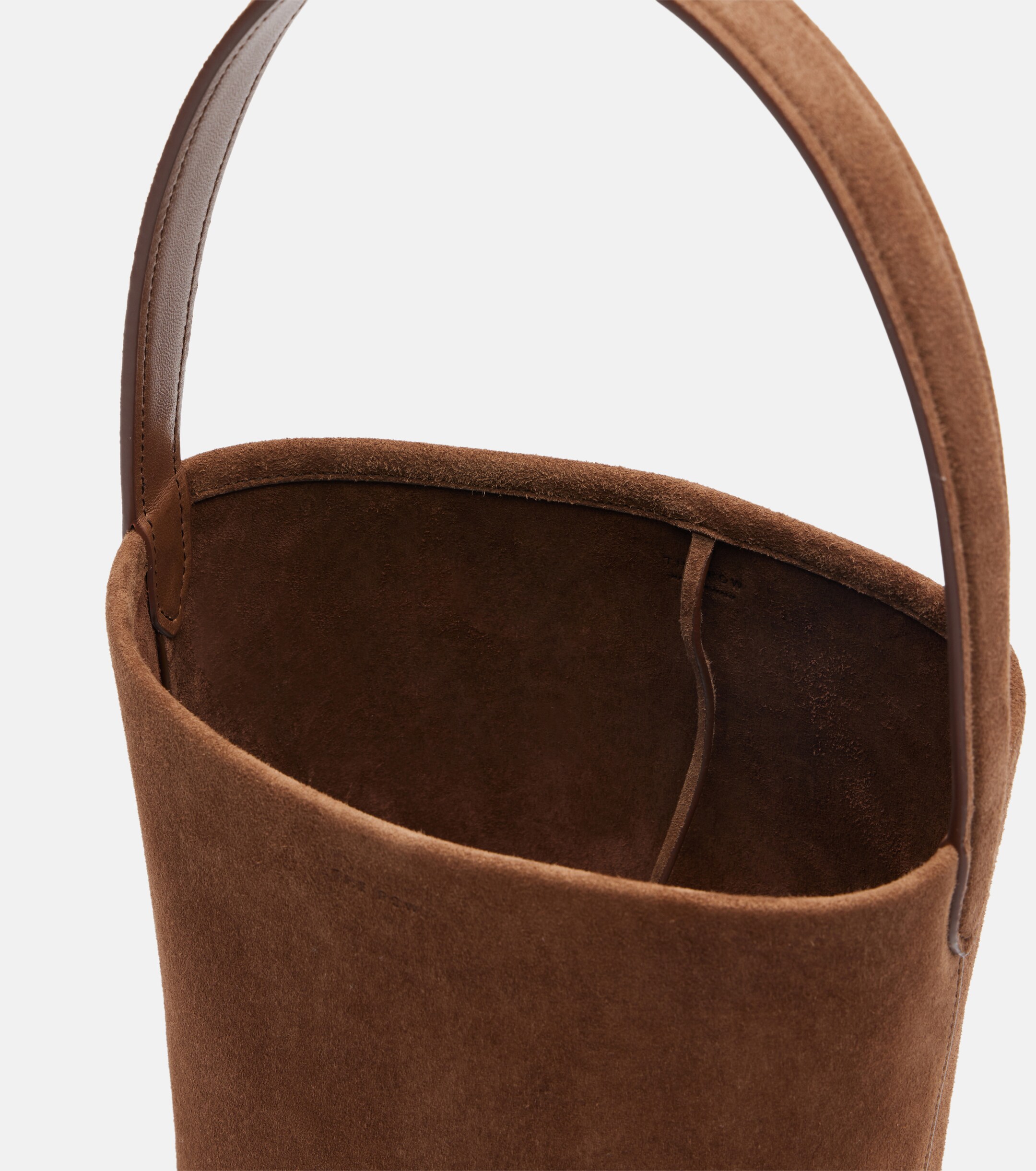 The Row Park Edge N/S Small suede bucket bag
