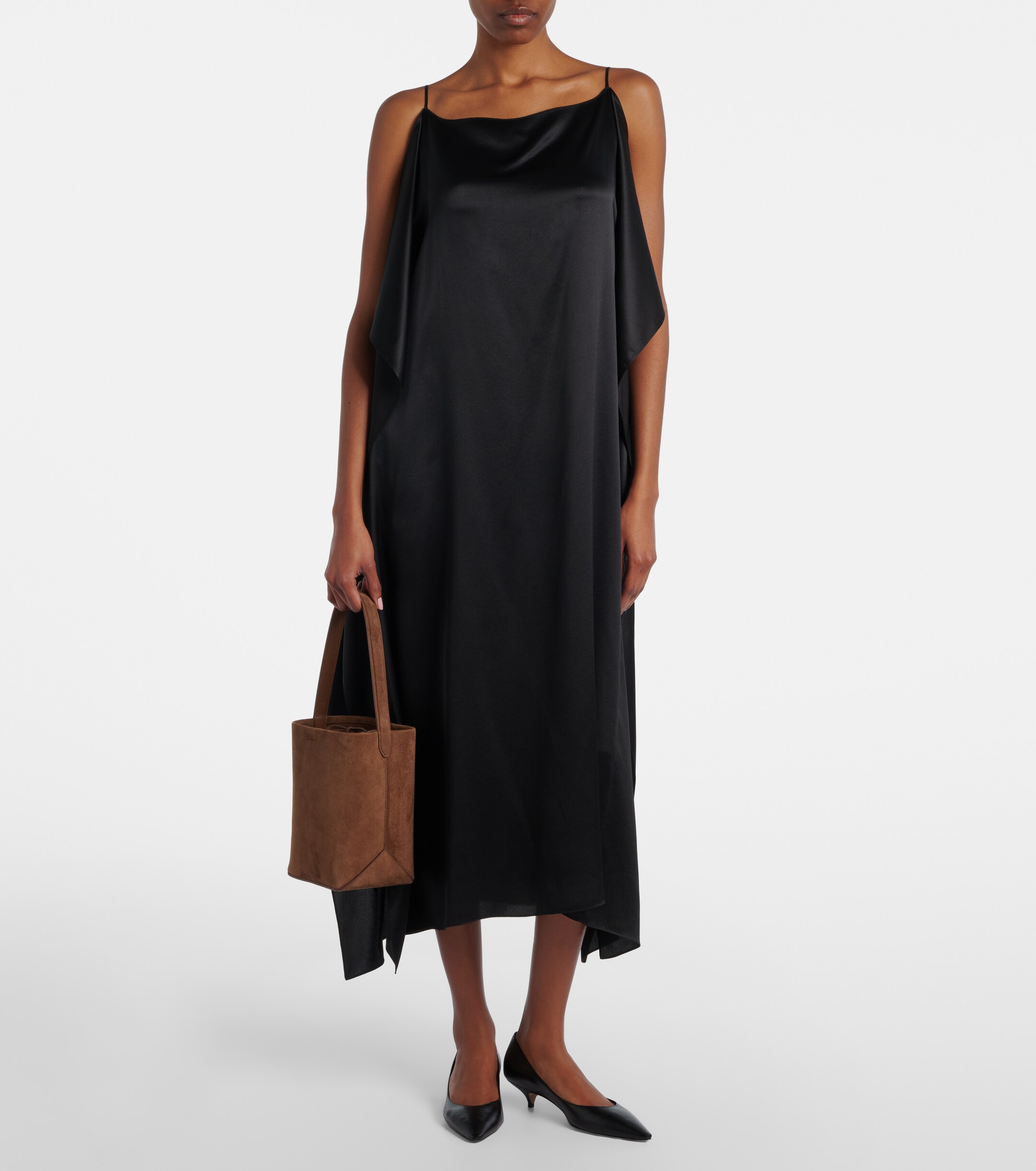 The Row Park Edge N/S Small suede bucket bag