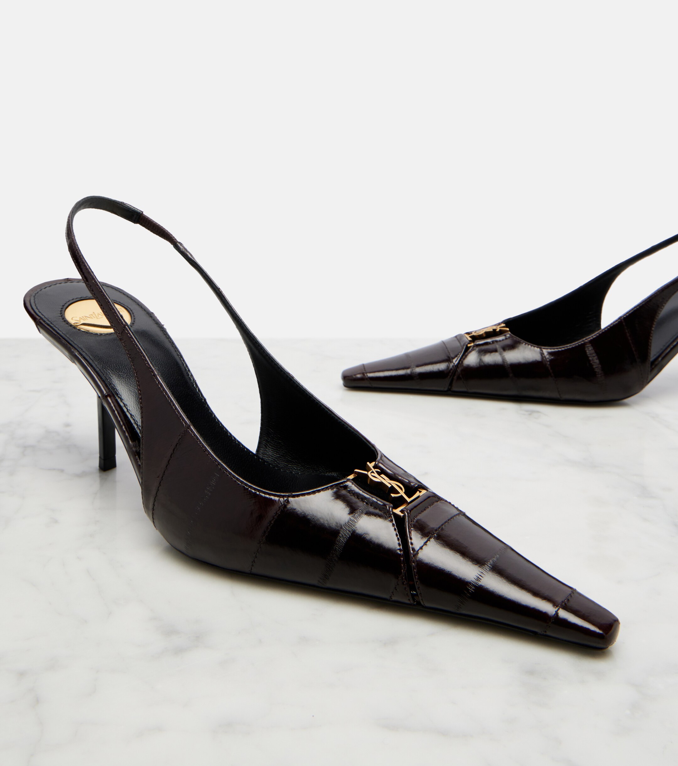 Saint Laurent Saint Laurent Babylone eel leather slingback pumps