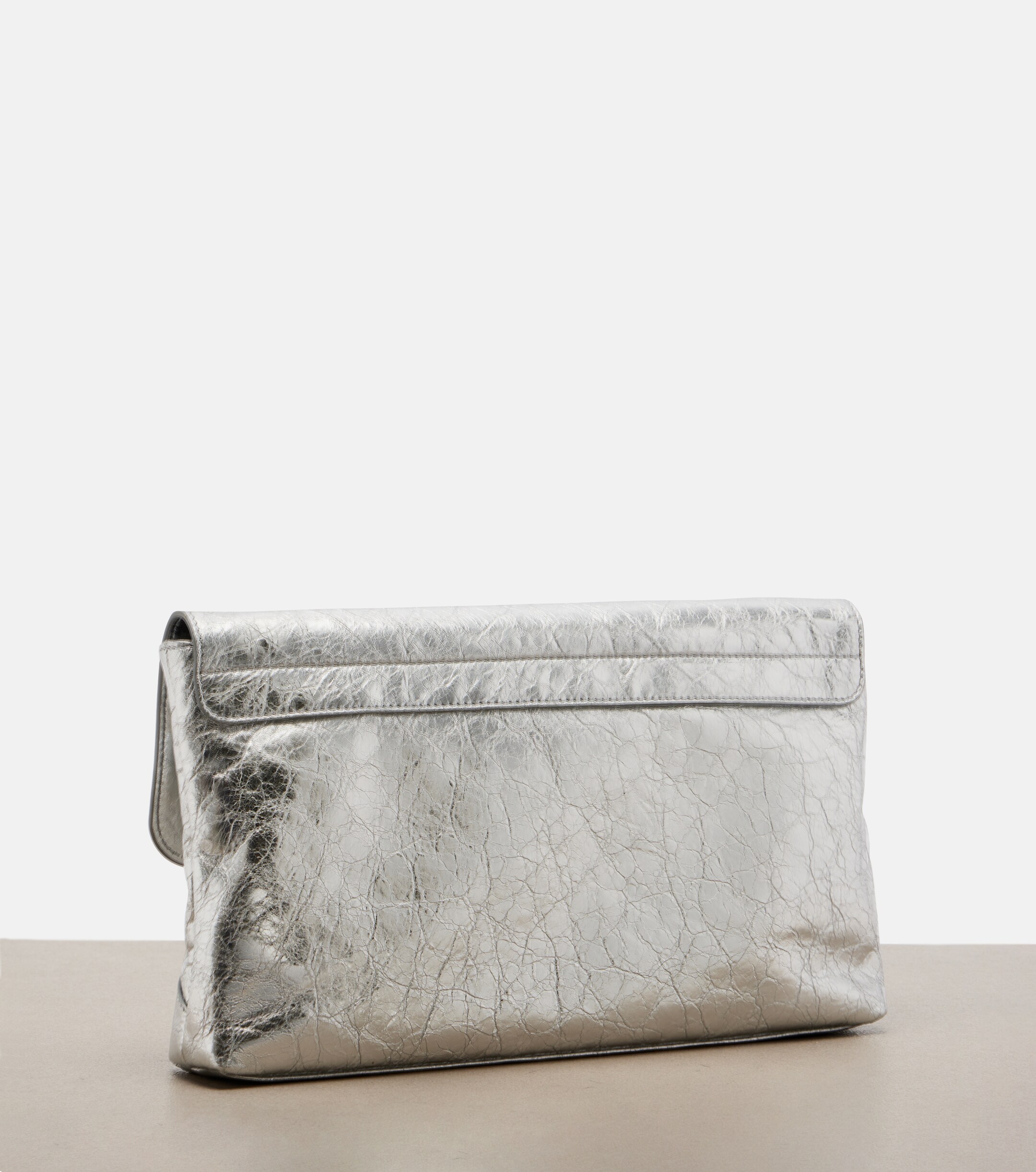 Balenciaga Le City metallic leather clutch