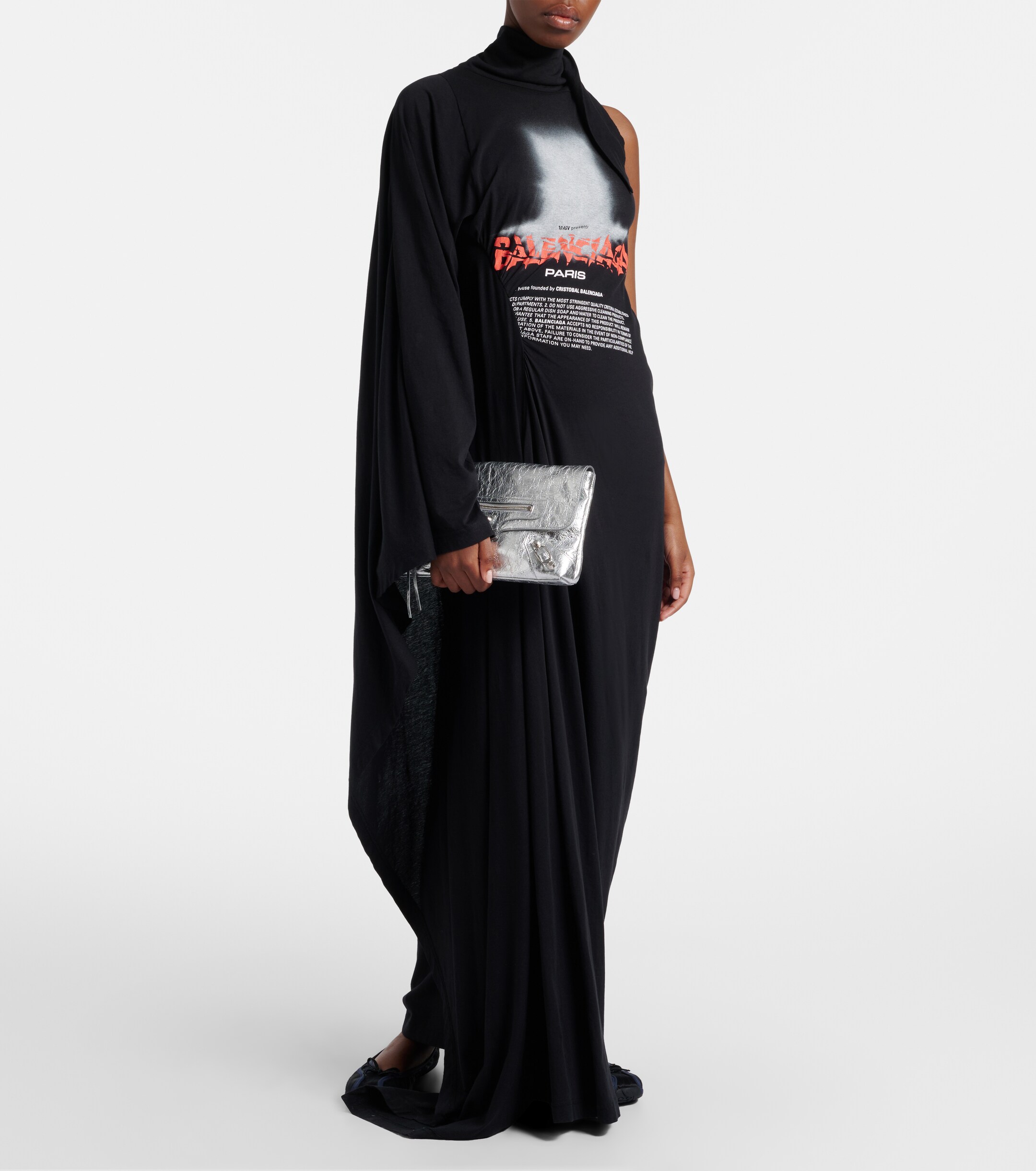 Balenciaga Le City metallic leather clutch