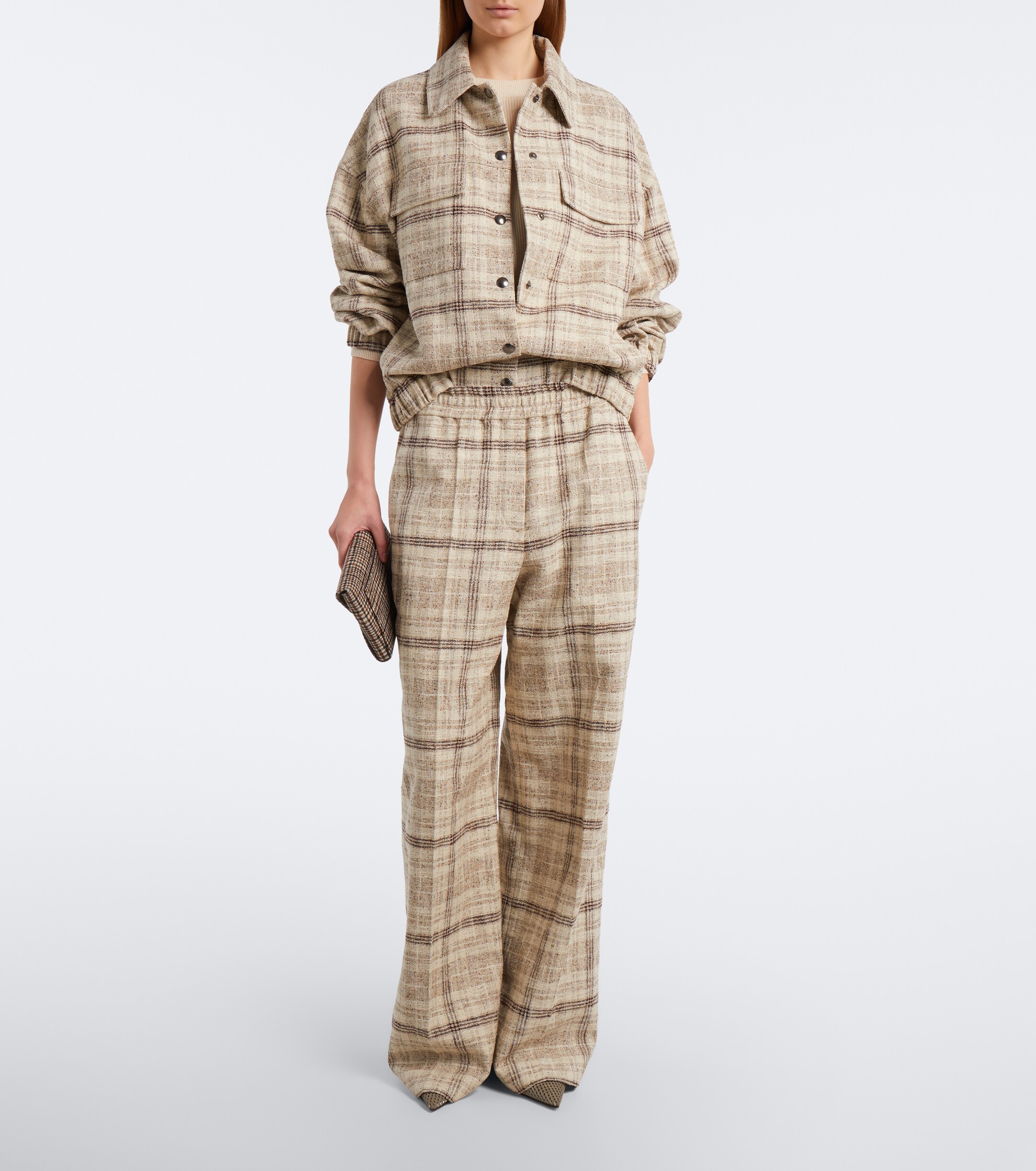 Brunello Cucinelli Brunello Cucinelli Cotton, silk, and hemp-blend wide-leg pants