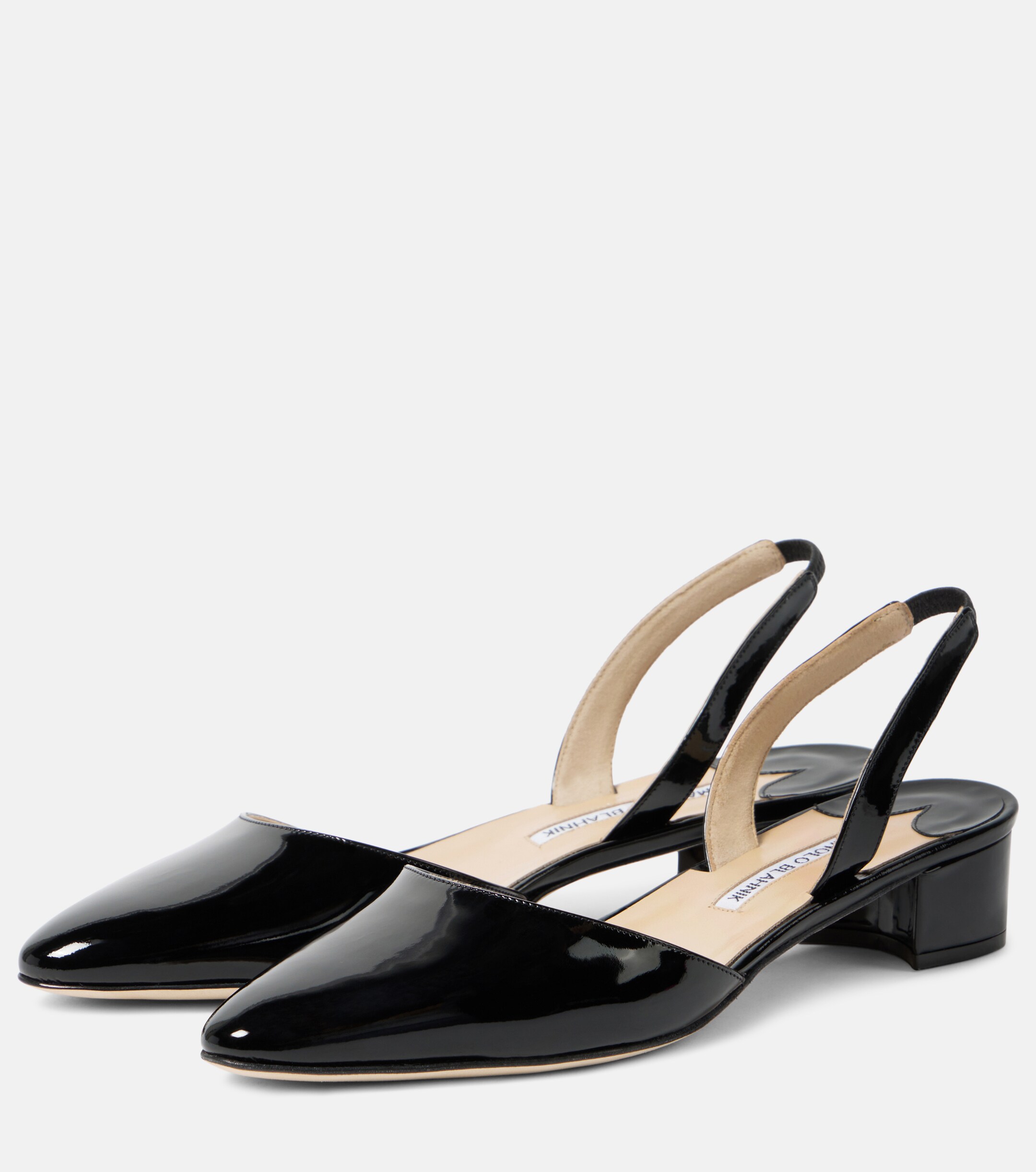 MANOLO BLAHNIK Aspro 30 patent leather slingback pumps