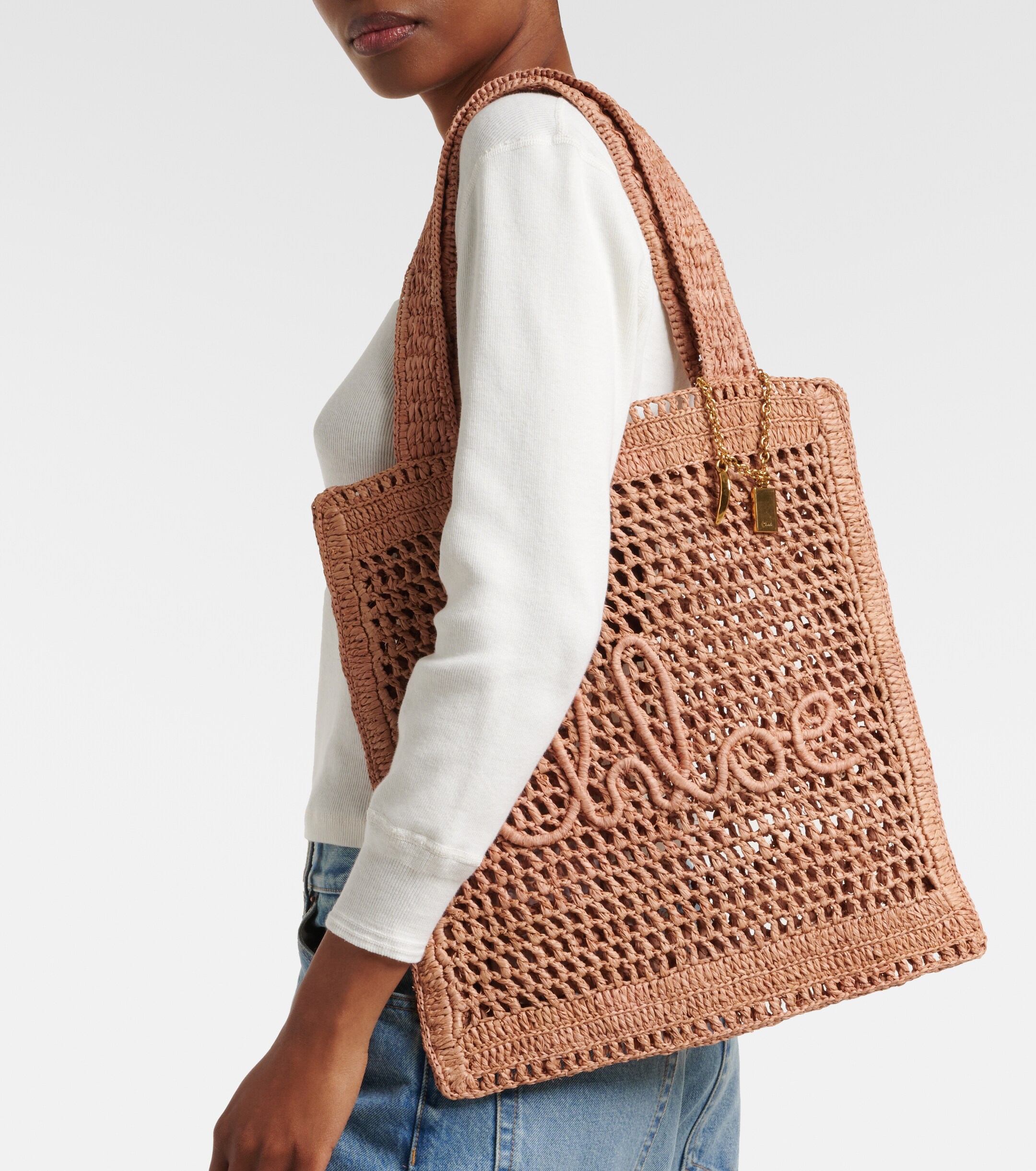Chloé Summer Banana raffia-effect tote bag
