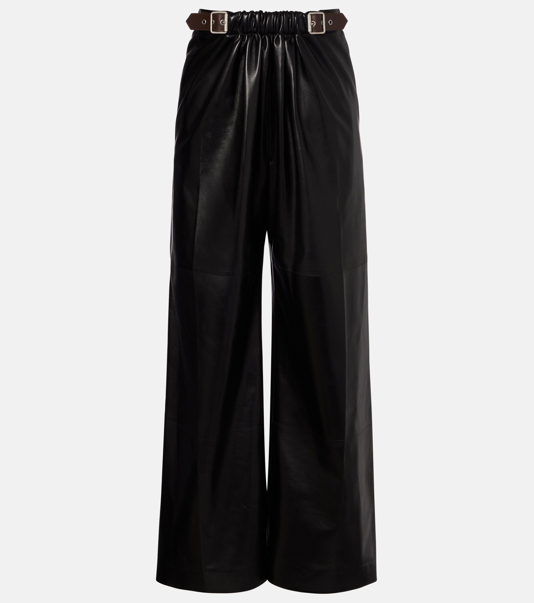 Loewe Gathered leather wide-leg pants thumbnail