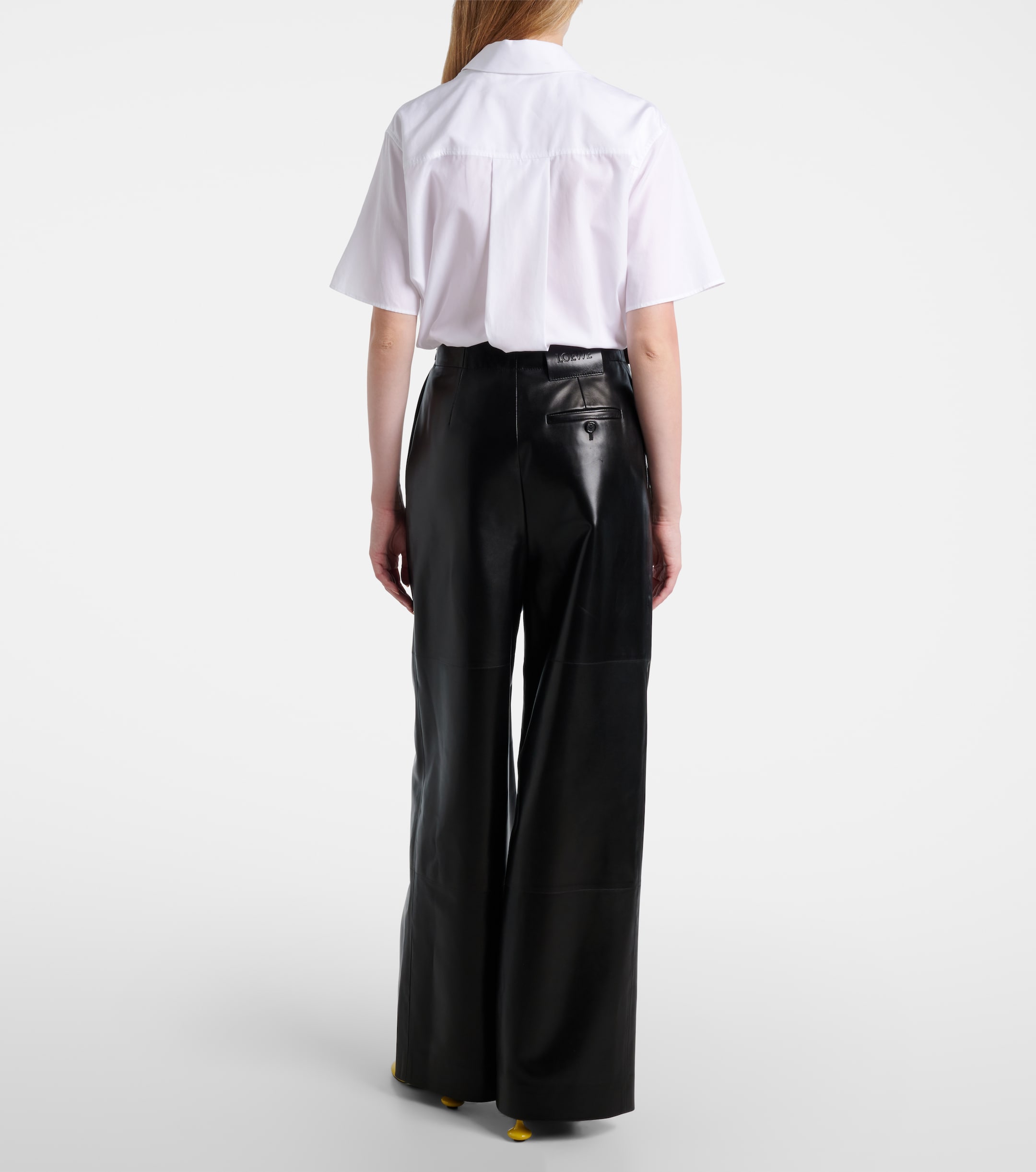 Loewe Gathered leather wide-leg pants thumbnail