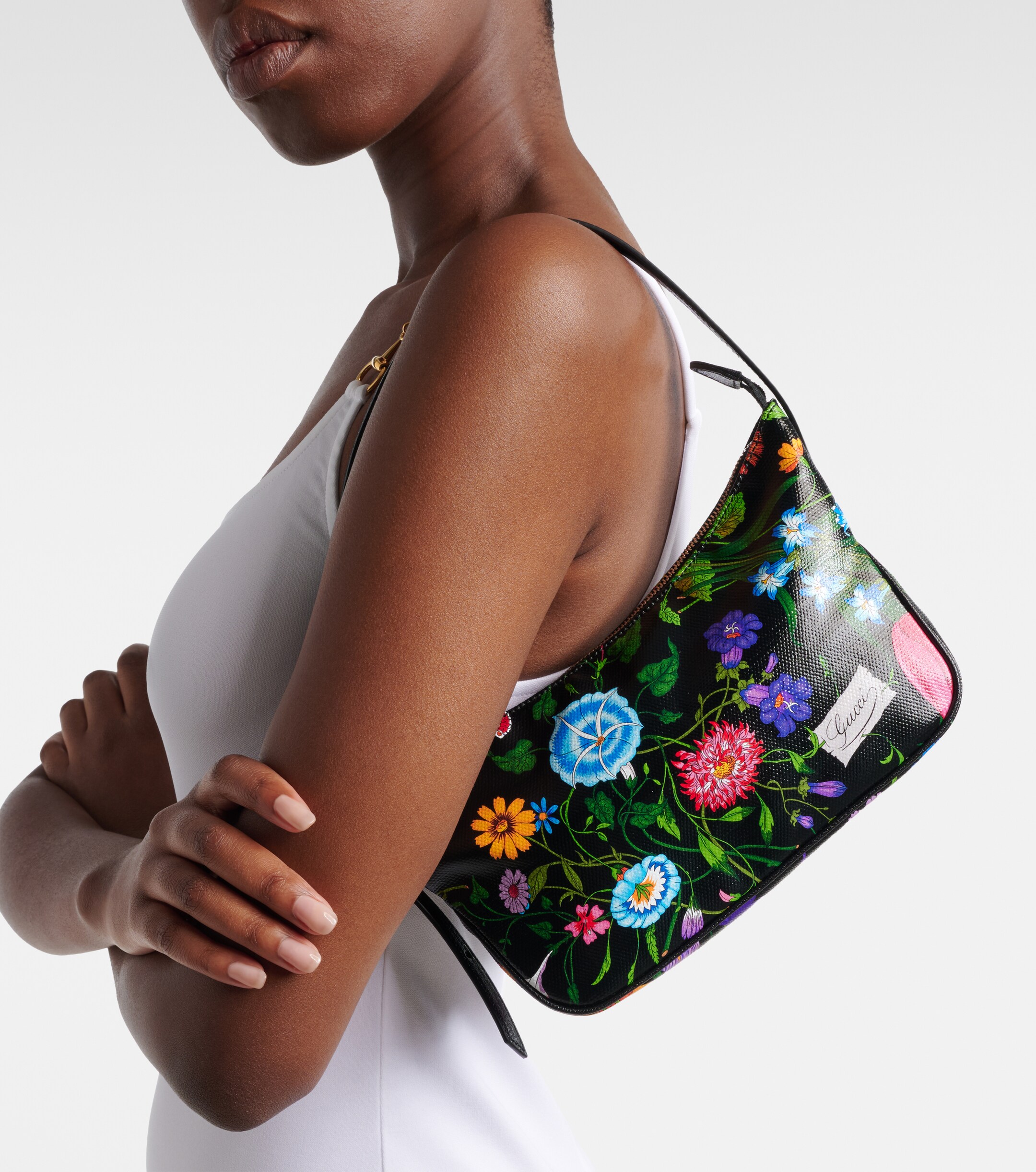 Gucci Lady Lunetta Small floral canvas shoulder bag