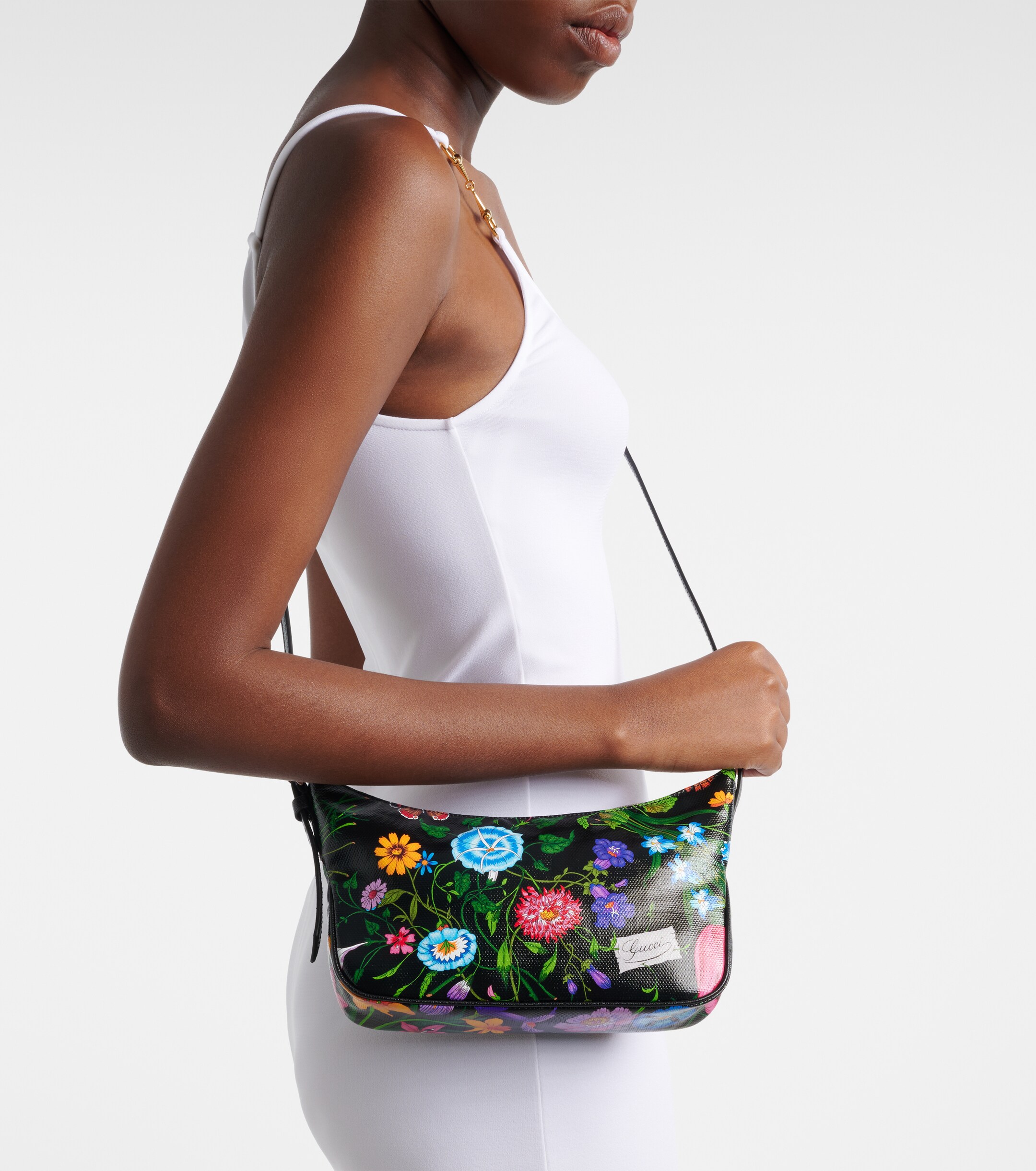 Gucci Lady Lunetta Small floral canvas shoulder bag
