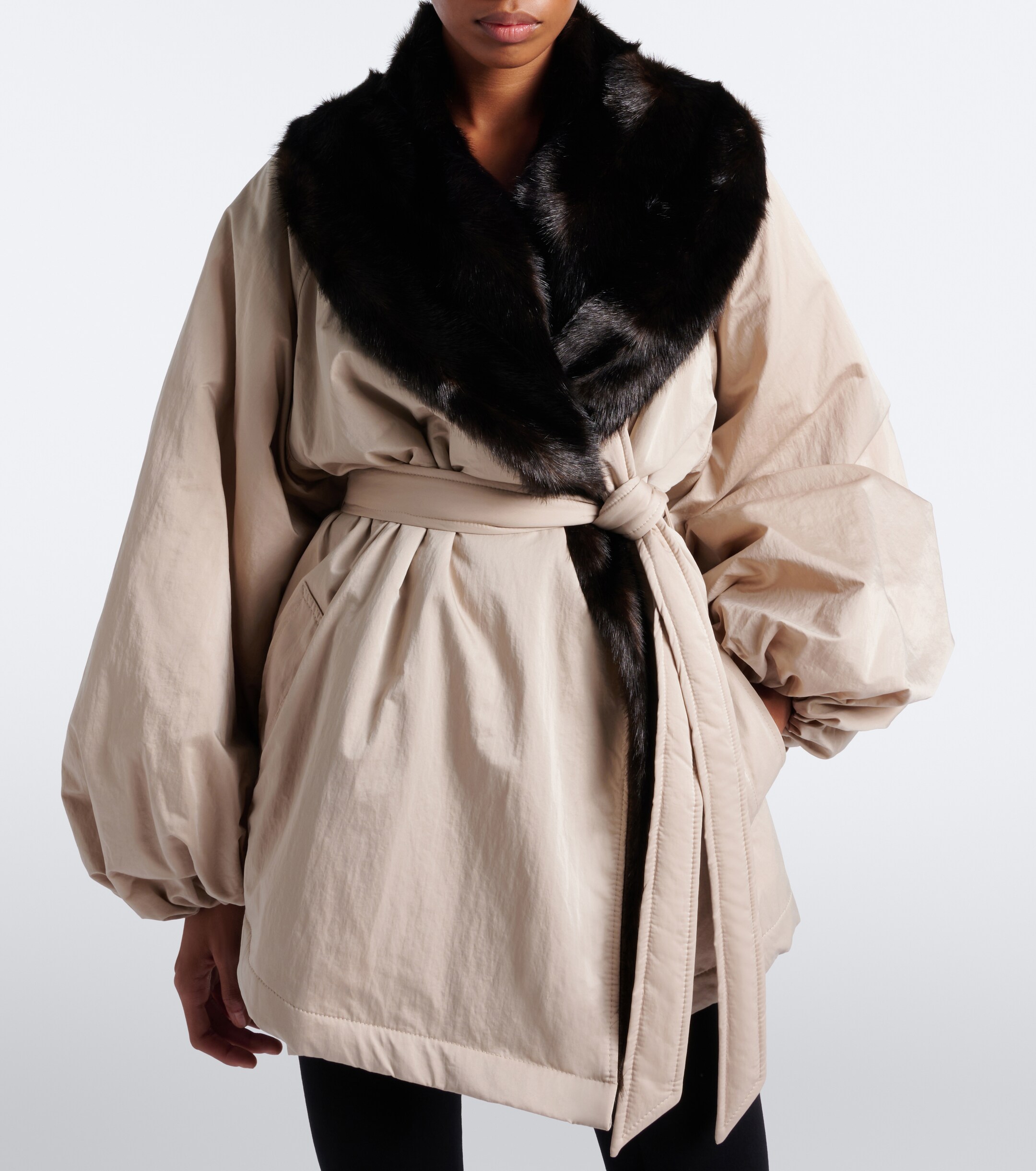 Magda Butrym Magda Butrym Shearling-trimmed wrap coat