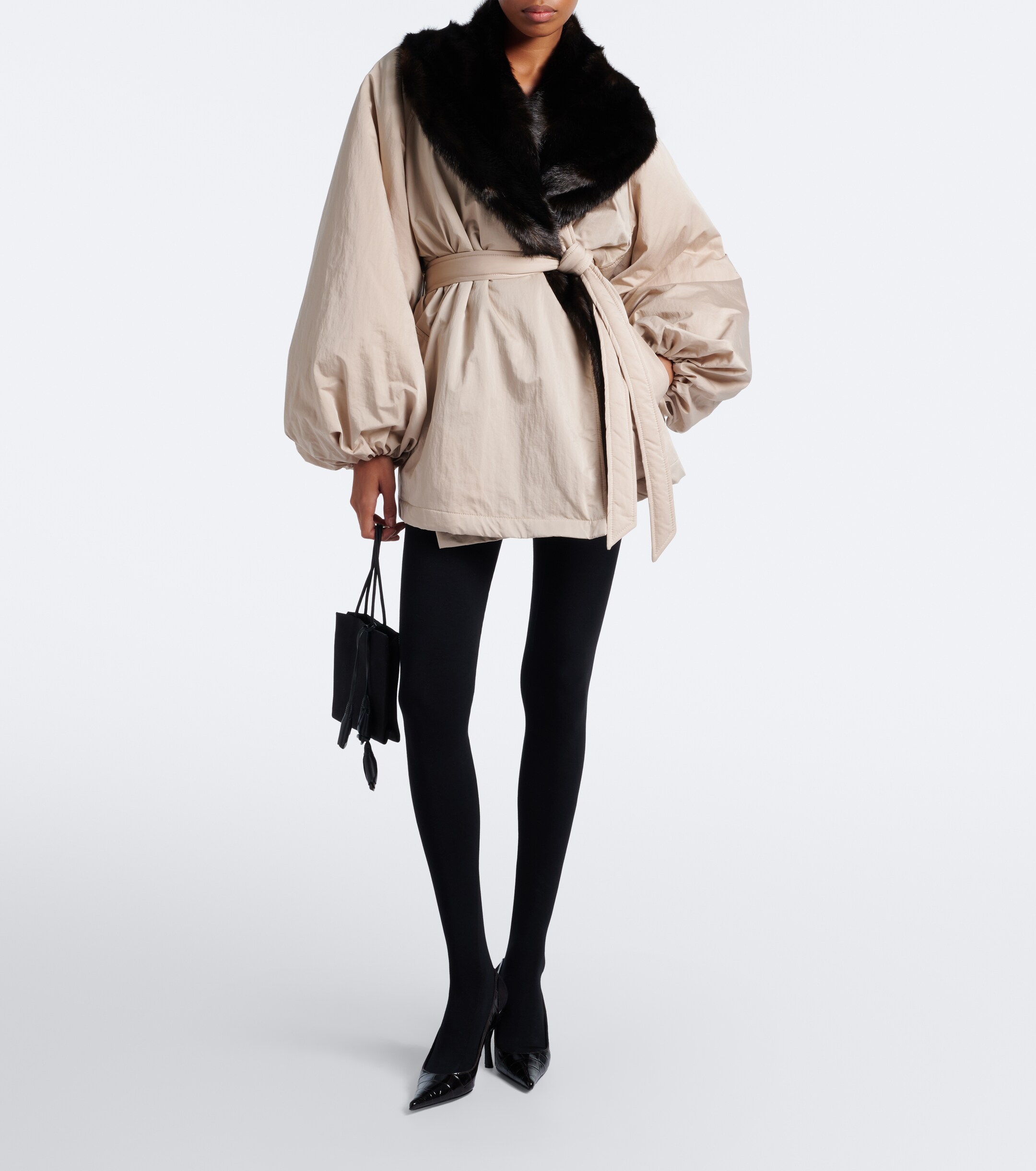 Magda Butrym Magda Butrym Shearling-trimmed wrap coat