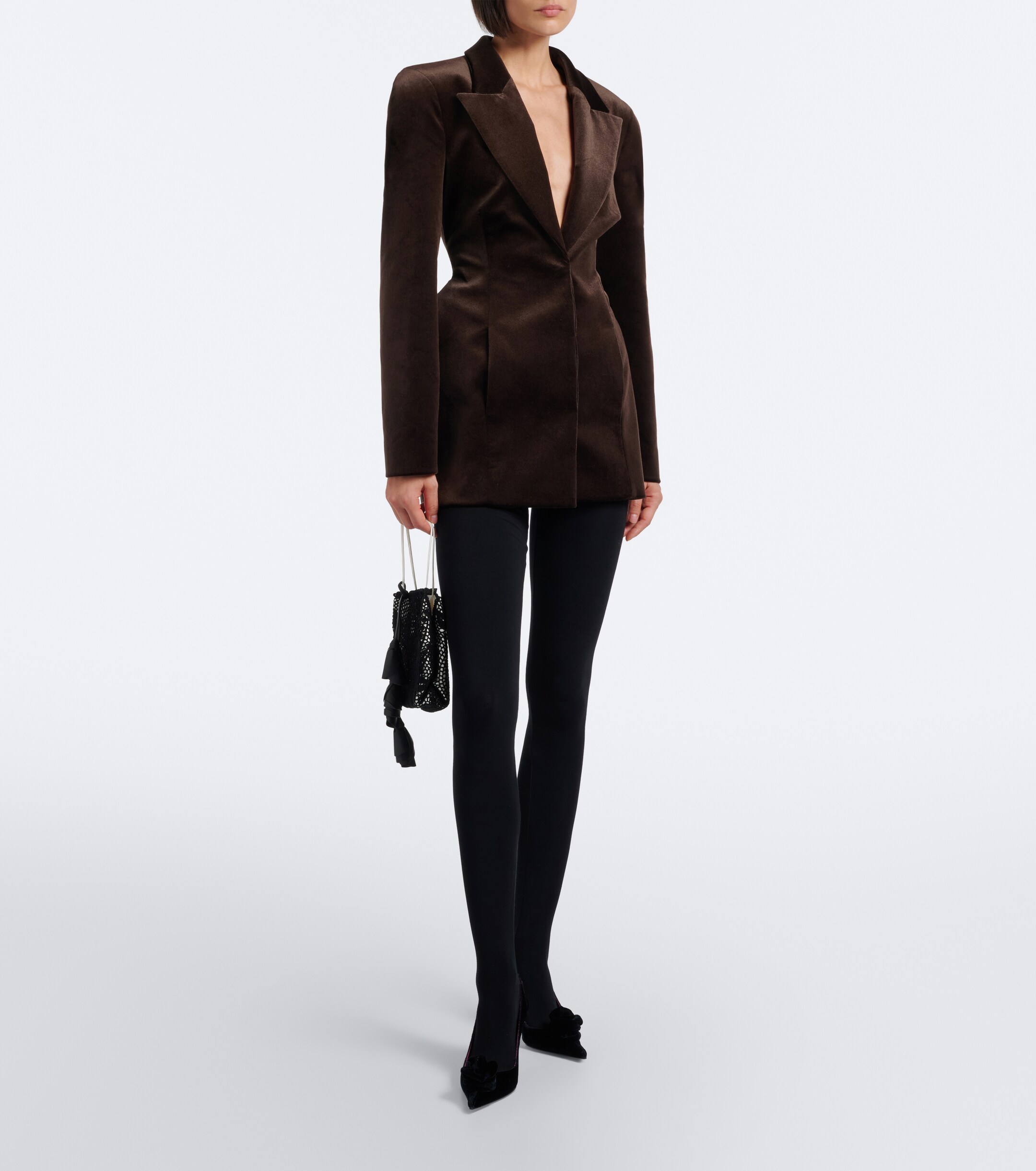 Magda Butrym Magda Butrym Peplum cotton-blend velour blazer dress